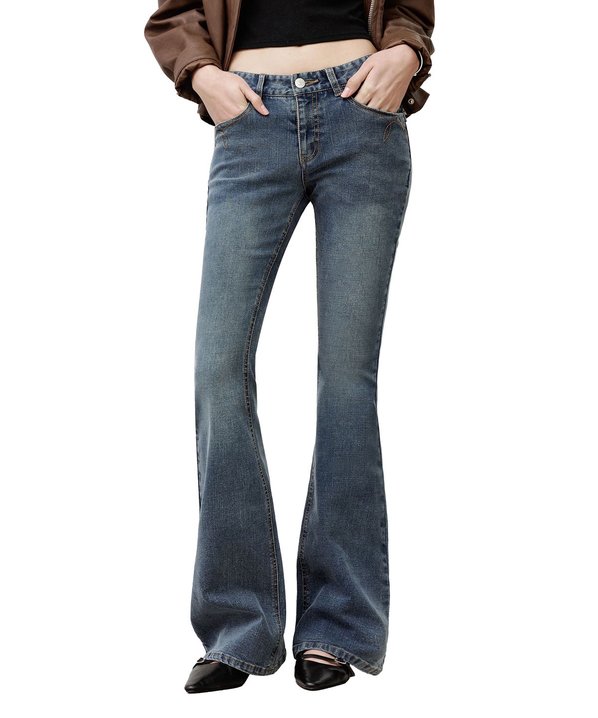 데케트 우먼(DECET WOMEN) [윤비누x데케트우먼]Stitch Pocket Low Rise Slim Flared Jeans DCWPT036BLUE