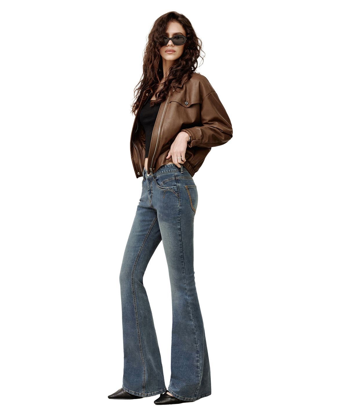 데케트 우먼(DECET WOMEN) [윤비누x데케트우먼]Stitch Pocket Low Rise Slim Flared Jeans DCWPT036BLUE