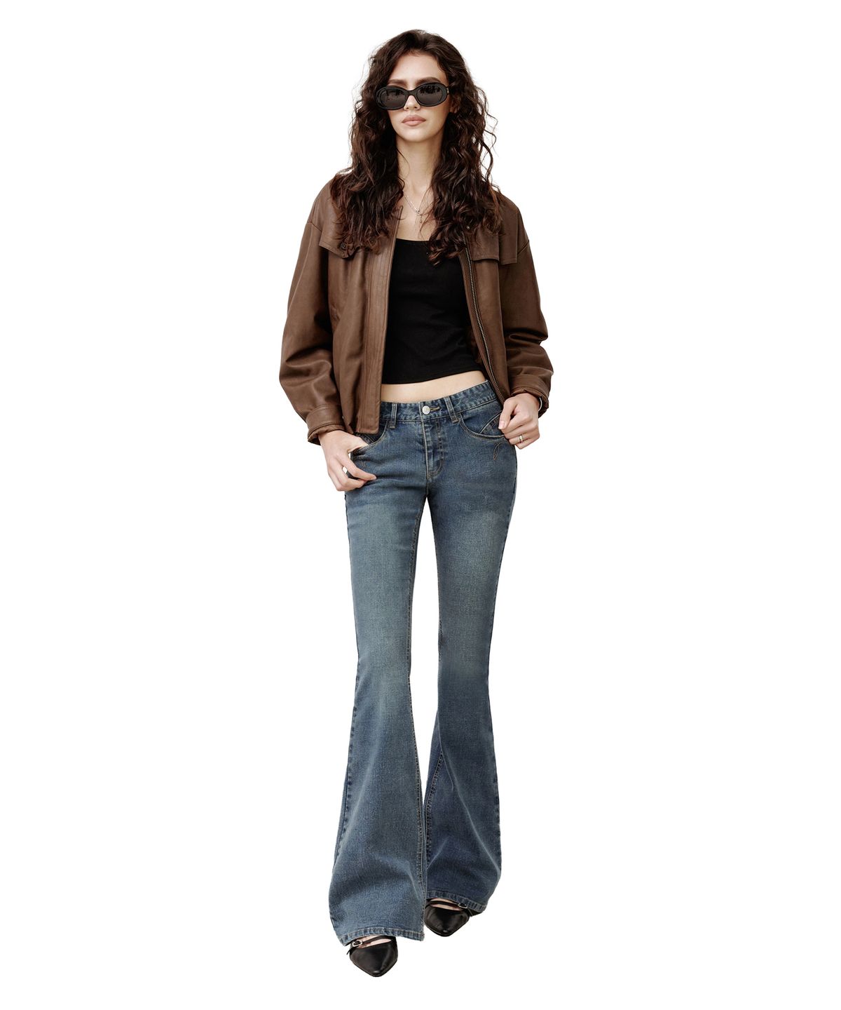 데케트 우먼(DECET WOMEN) [윤비누x데케트우먼]Stitch Pocket Low Rise Slim Flared Jeans DCWPT036BLUE