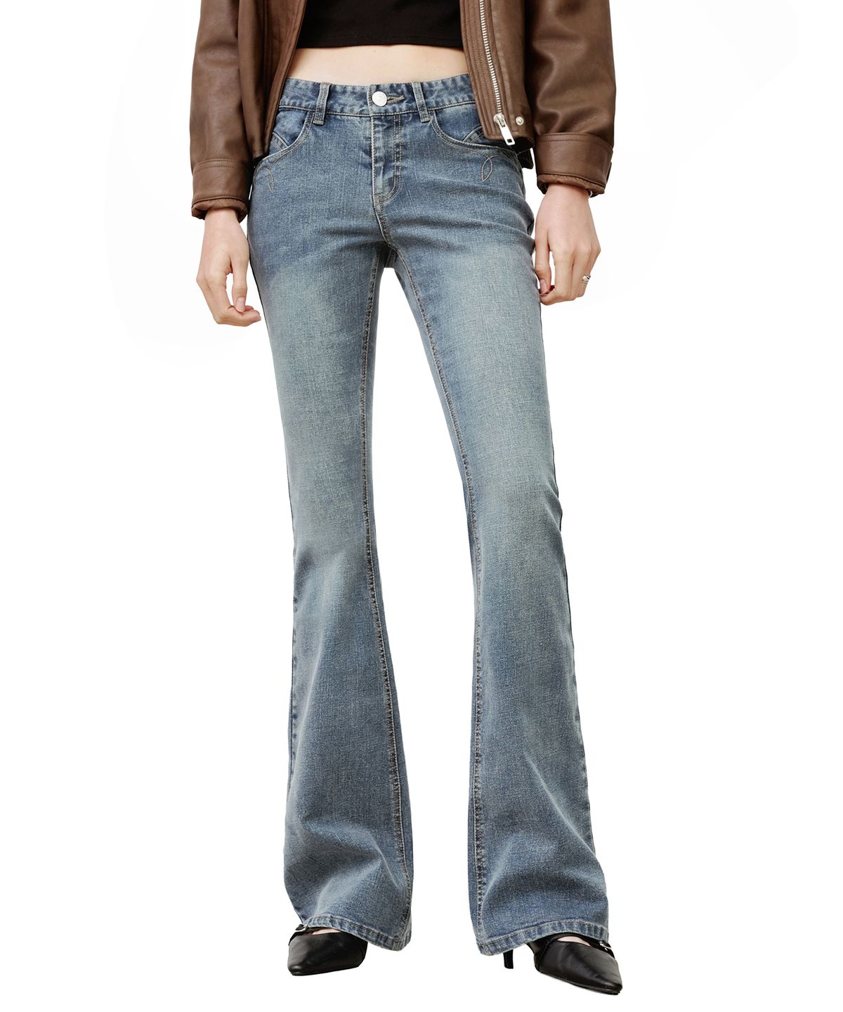 데케트 우먼(DECET WOMEN) [윤비누x데케트우먼]Stitch Pocket Low Rise Slim Flared Jeans DCWPT036LIGHTBLUE