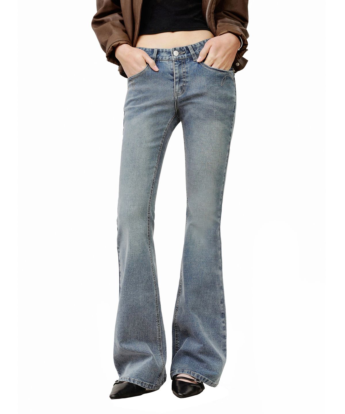 데케트 우먼(DECET WOMEN) [윤비누x데케트우먼]Stitch Pocket Low Rise Slim Flared Jeans DCWPT036LIGHTBLUE