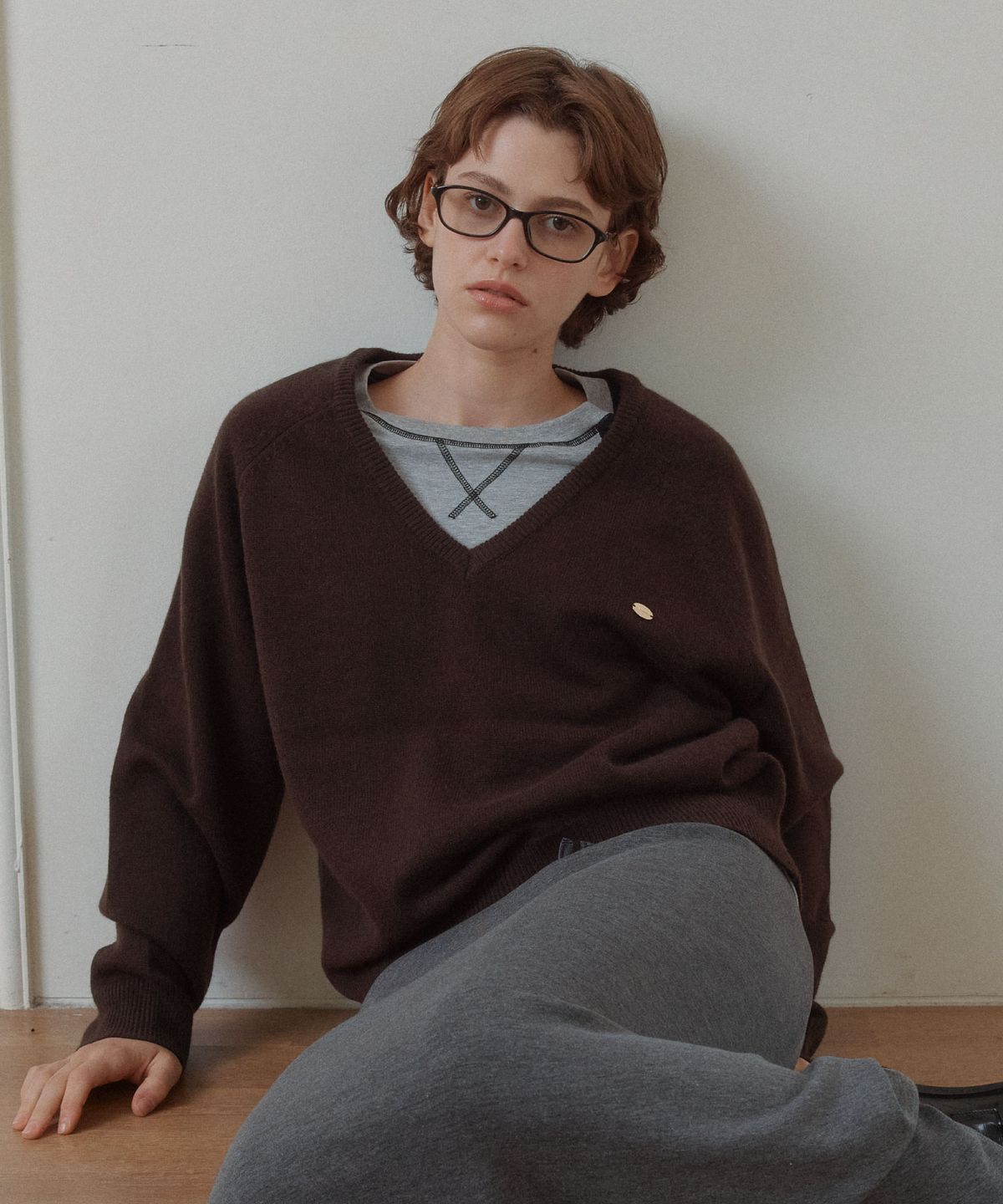 아노에틱(ANOETIC) ANC V-NECK KNIT_BROWN