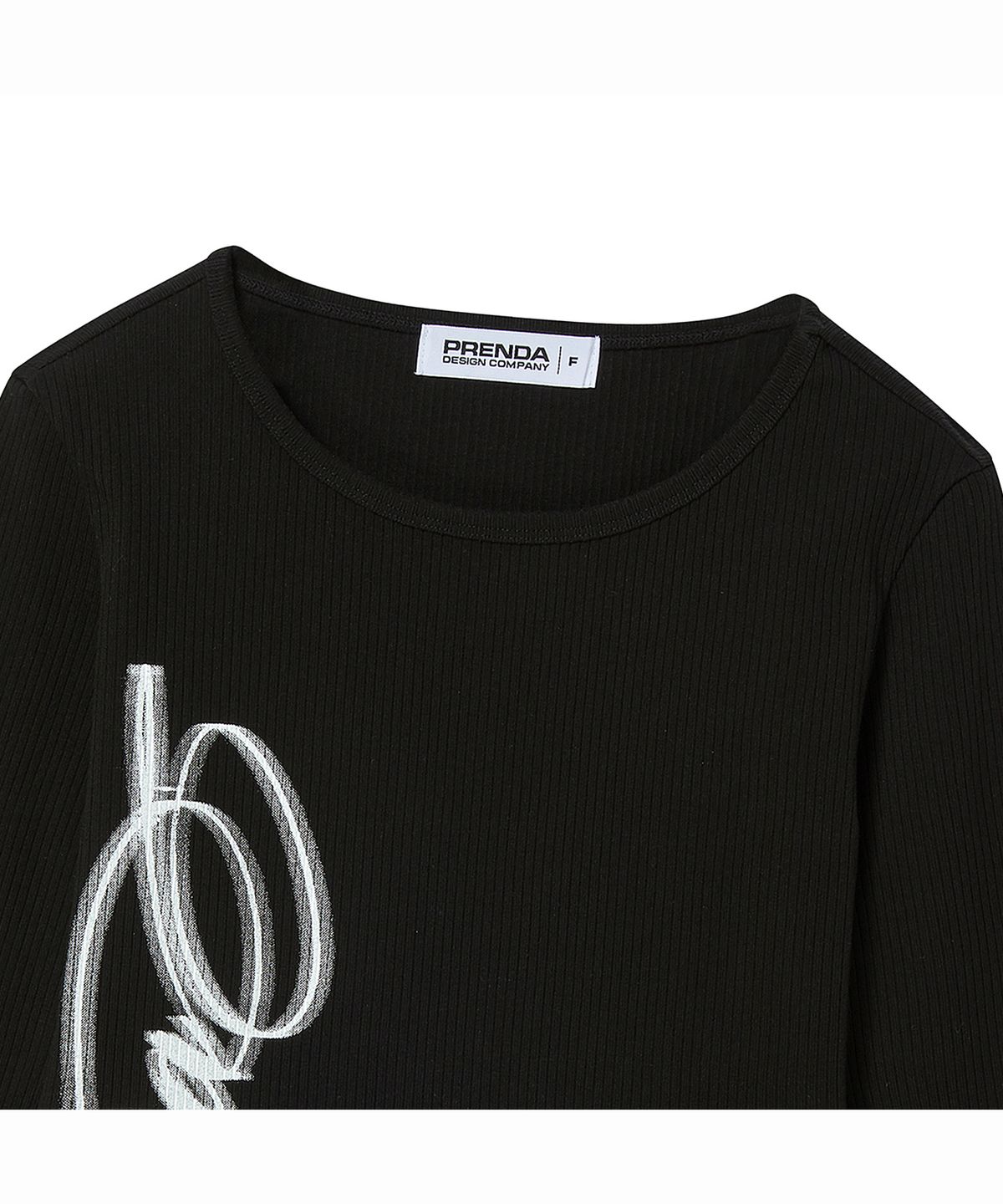 프렌다(PRENDA) SCRIPT LOGO SLIM LONG SLEEVE BLACK