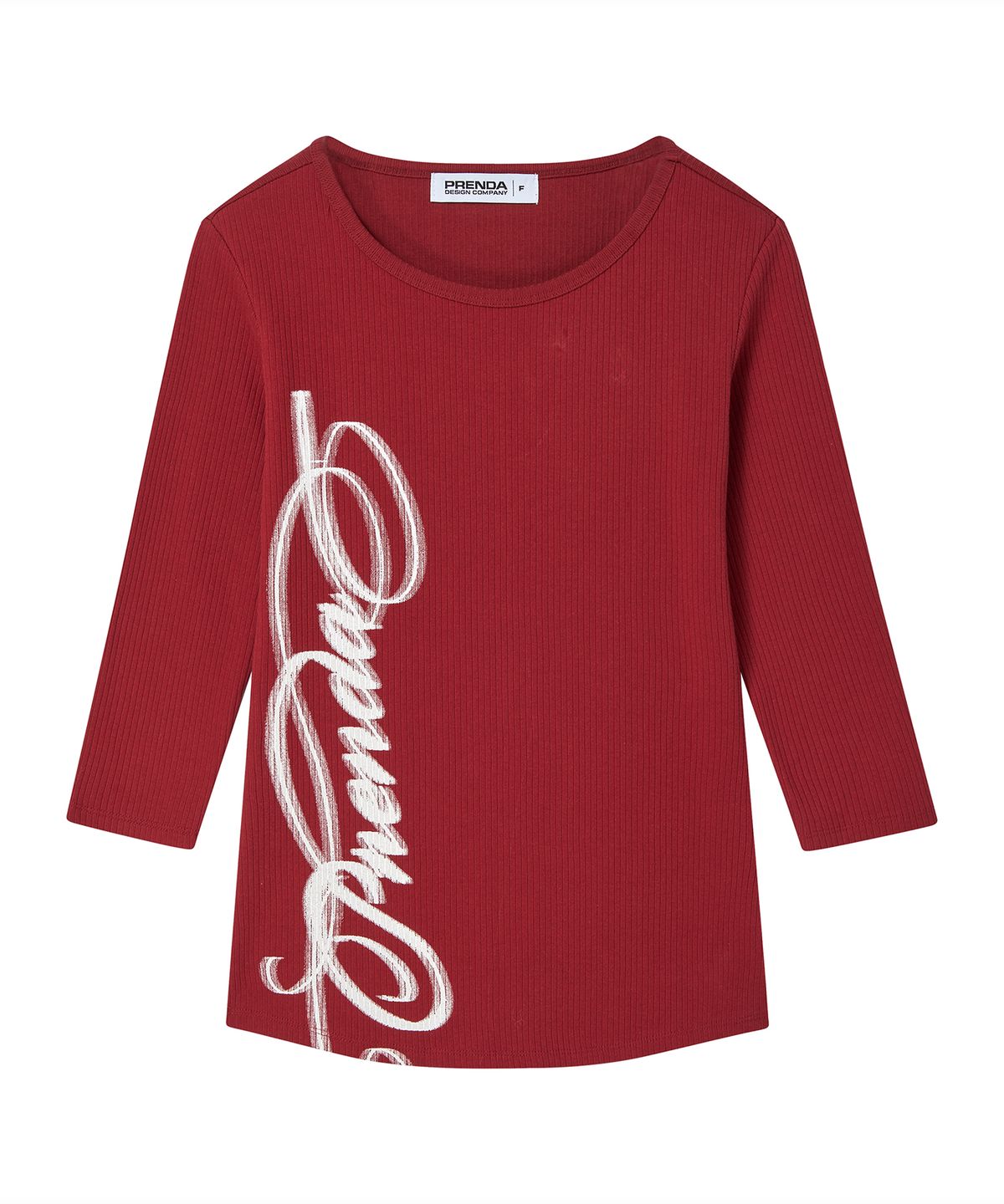 프렌다(PRENDA) SCRIPT LOGO SLIM LONG SLEEVE BURGUNDY