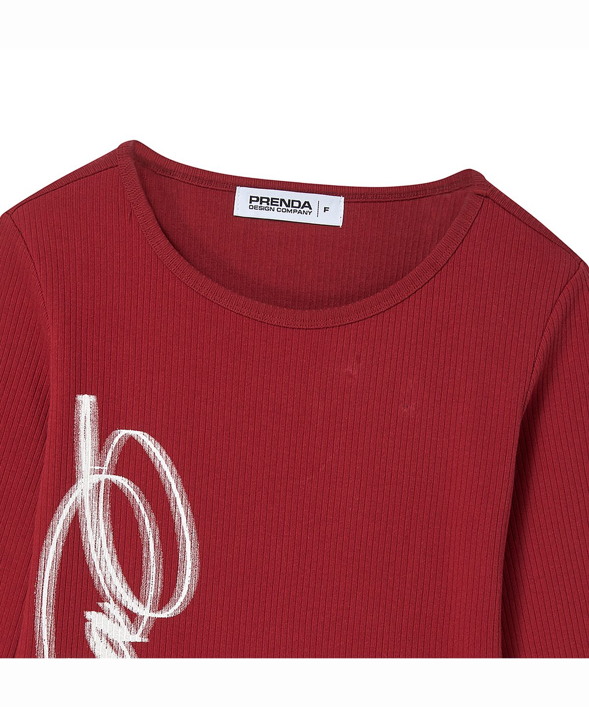 프렌다(PRENDA) SCRIPT LOGO SLIM LONG SLEEVE BURGUNDY