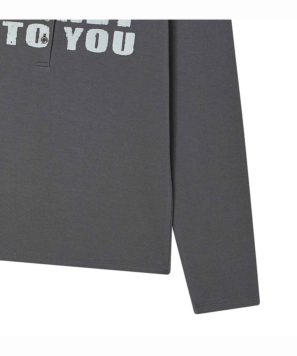 프렌다(PRENDA) SECRET LETTERING HENLEY LONG SLEEVE CHARCOAL