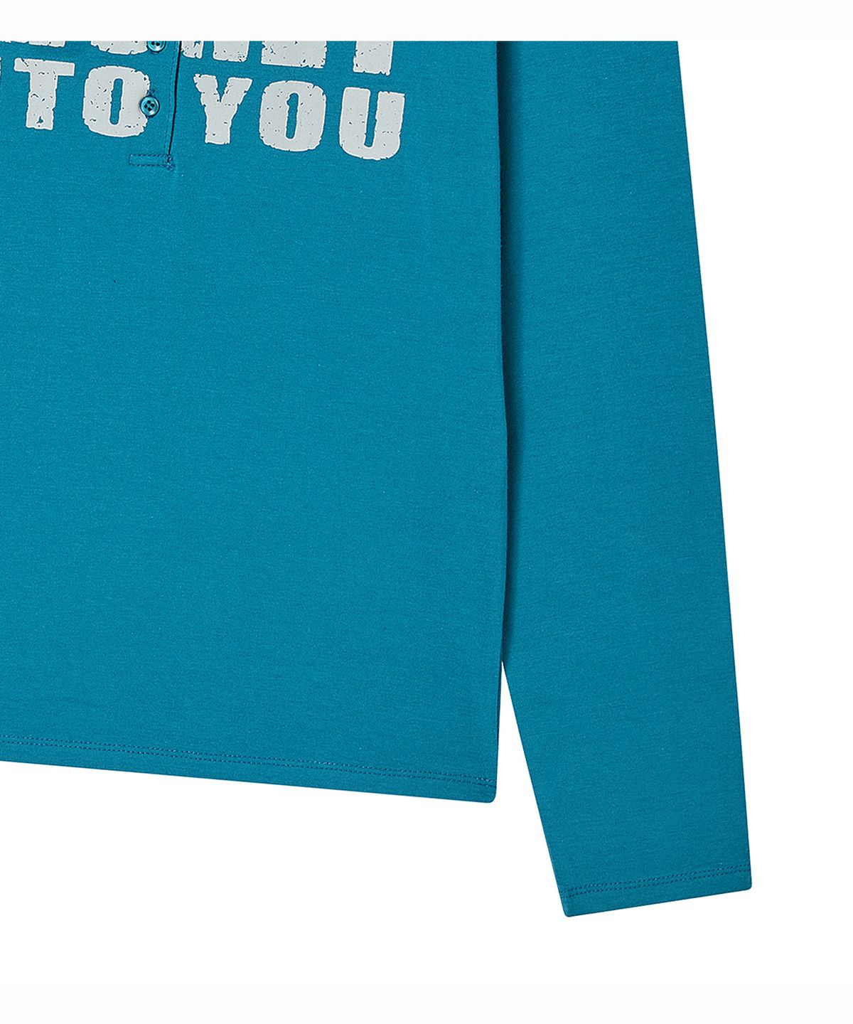 프렌다(PRENDA) SECRET LETTERING HENLEY LONG SLEEVE AQUA BLUE