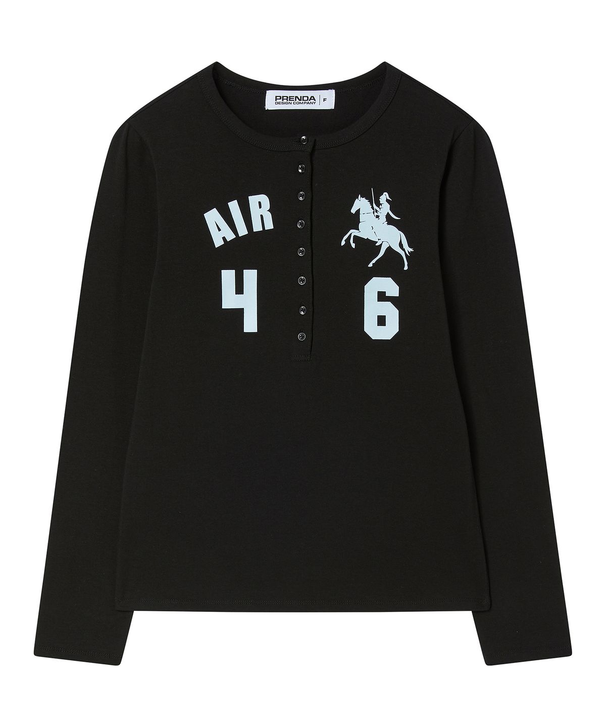 프렌다(PRENDA) EQUESTRIAN HENLEY LONG SLEEVE BLACK