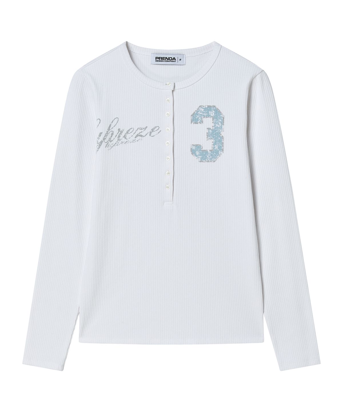 프렌다(PRENDA) NUMBER 3 HENLEY LONG SLEEVE WHITE