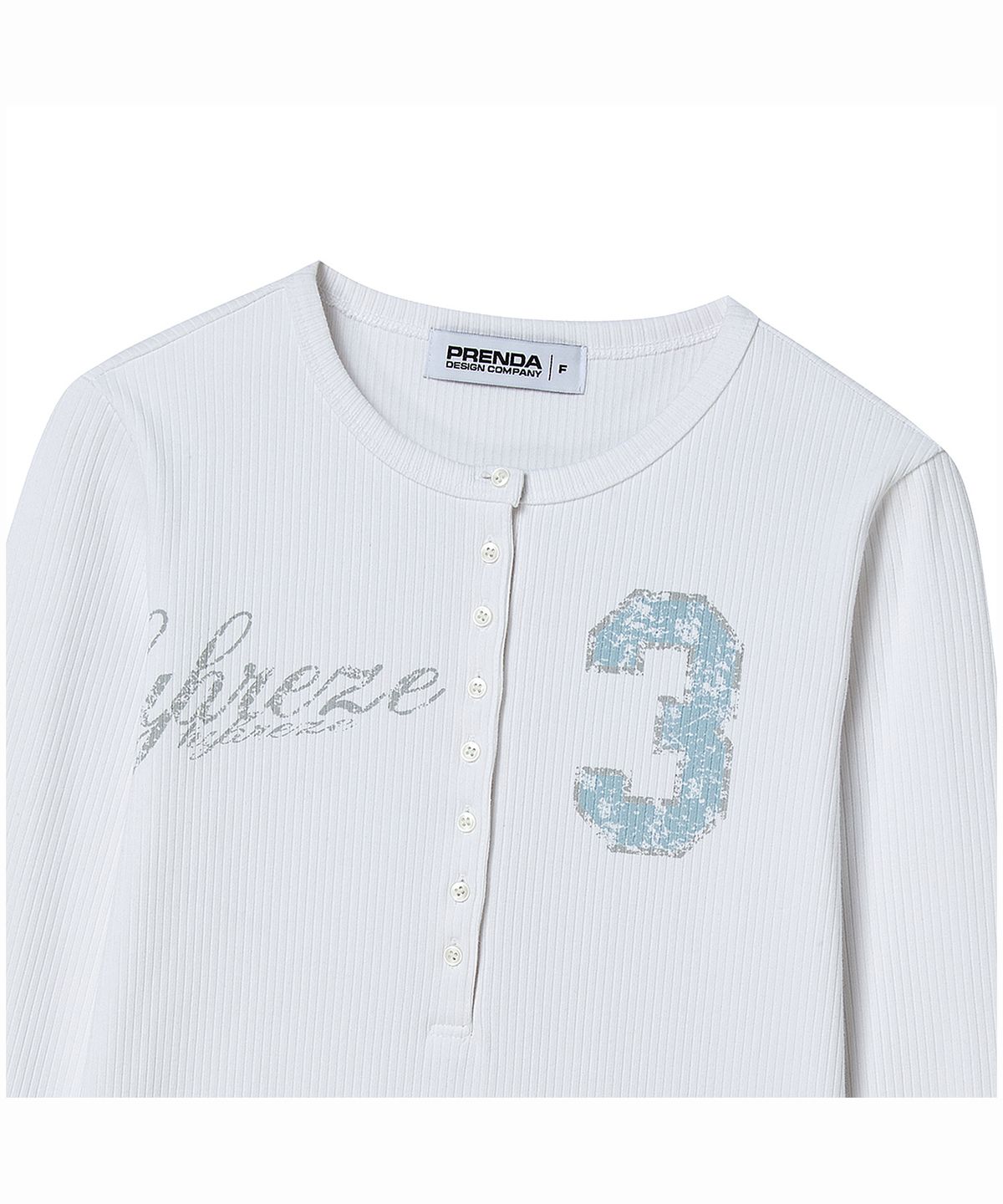 프렌다(PRENDA) NUMBER 3 HENLEY LONG SLEEVE WHITE