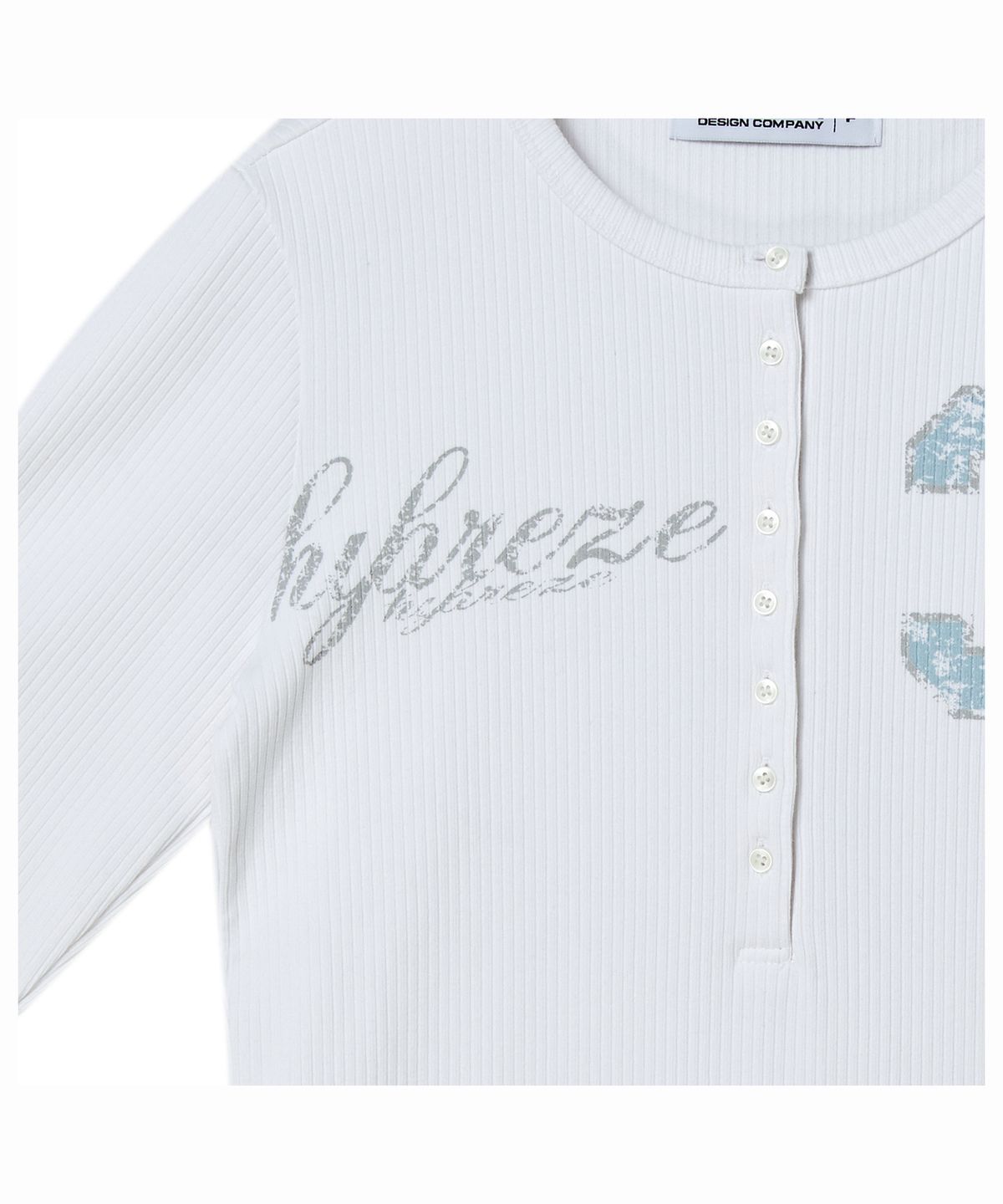 프렌다(PRENDA) NUMBER 3 HENLEY LONG SLEEVE WHITE