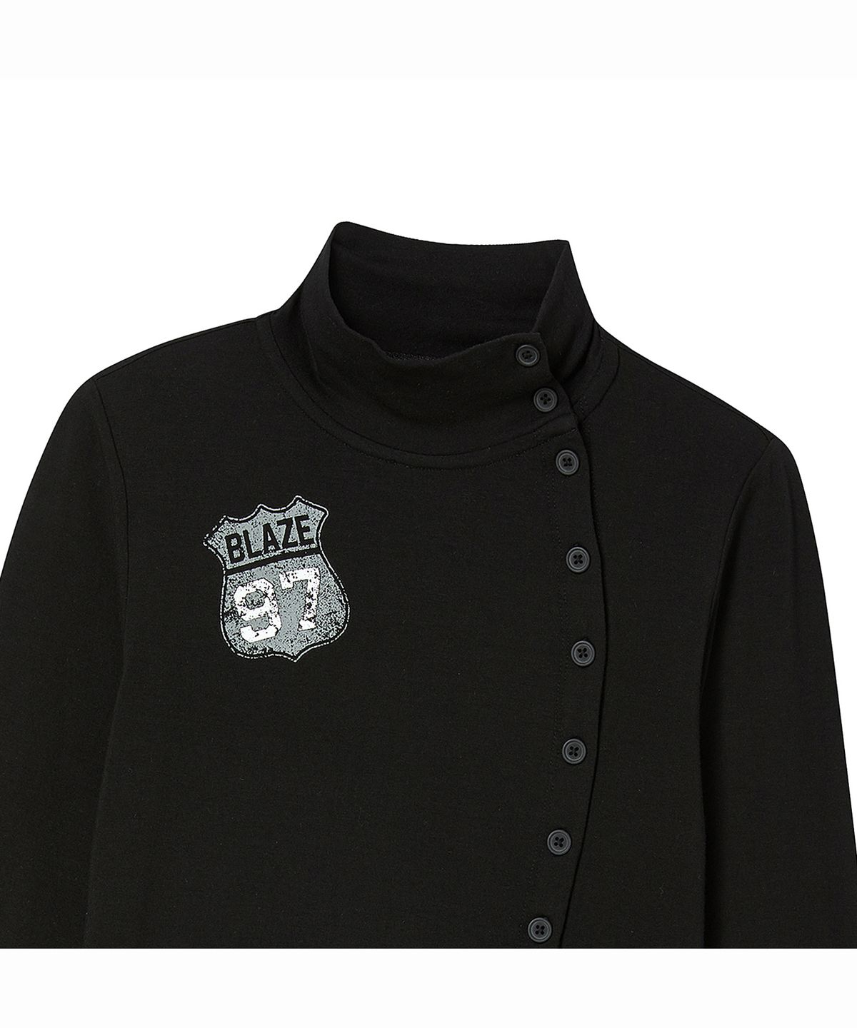 프렌다(PRENDA) BLAZE BUTTON WRAP LONG SLEEVE BLACK