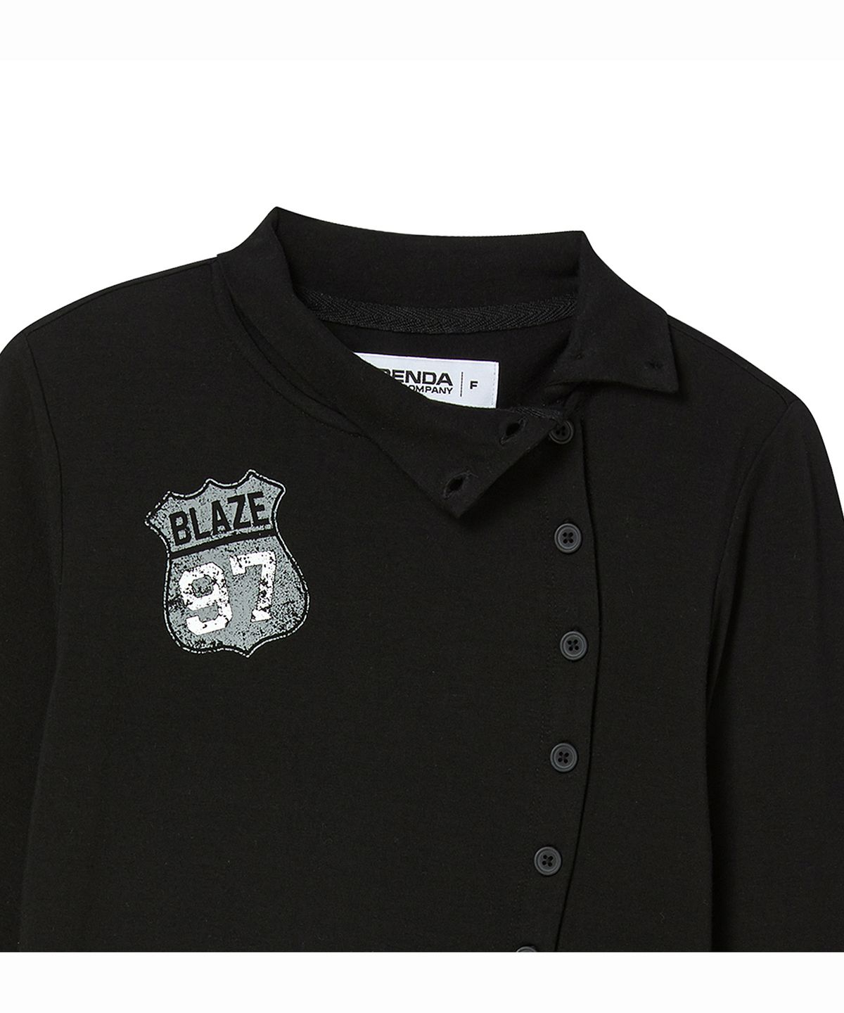 프렌다(PRENDA) BLAZE BUTTON WRAP LONG SLEEVE BLACK