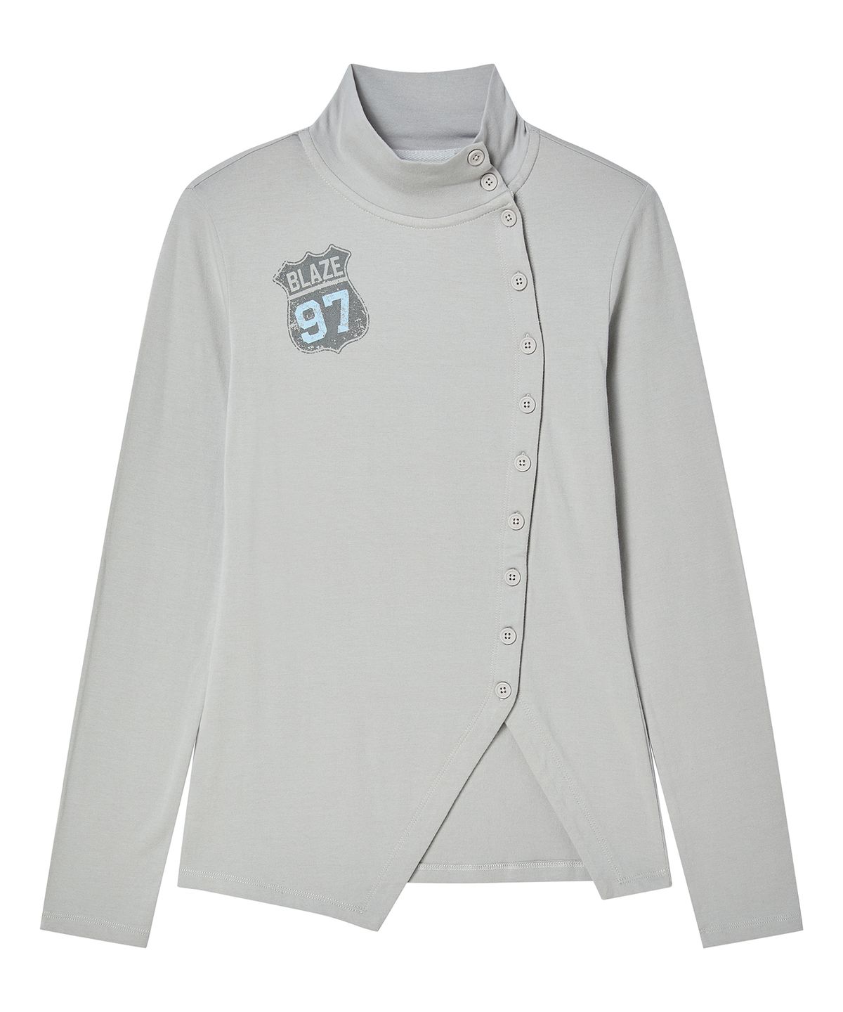 프렌다(PRENDA) BLAZE BUTTON WRAP LONG SLEEVE GRAY