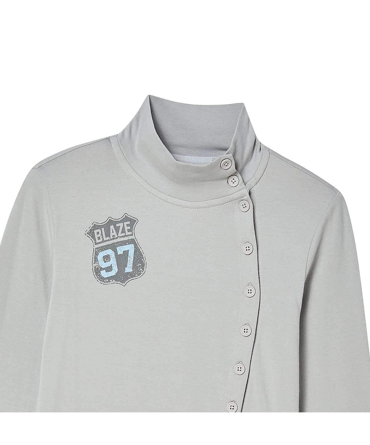 프렌다(PRENDA) BLAZE BUTTON WRAP LONG SLEEVE GRAY