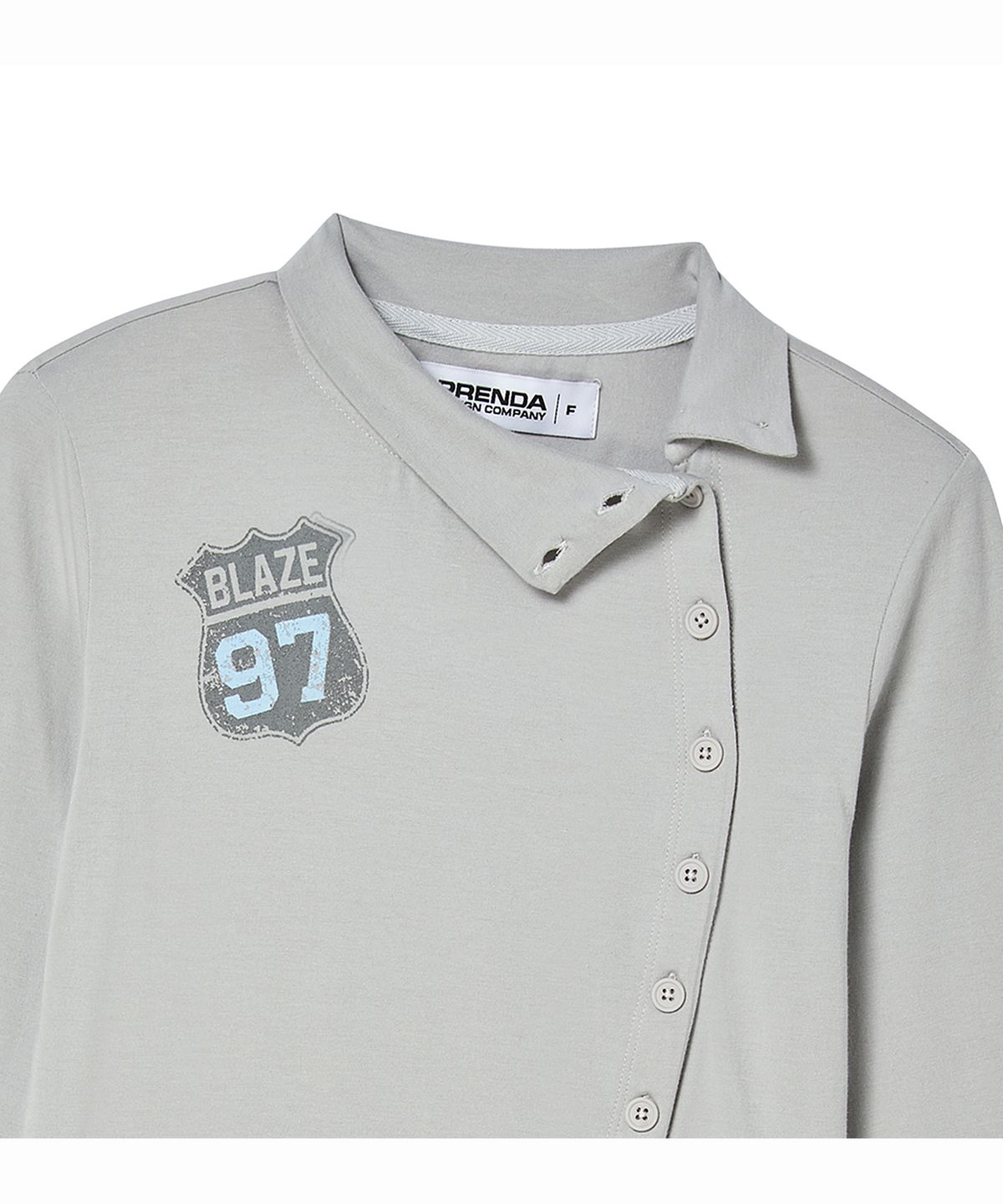 프렌다(PRENDA) BLAZE BUTTON WRAP LONG SLEEVE GRAY
