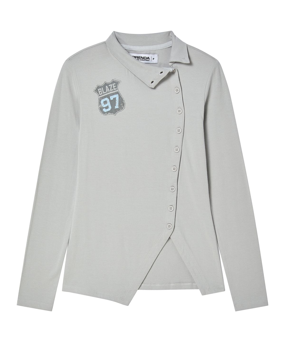 프렌다(PRENDA) BLAZE BUTTON WRAP LONG SLEEVE GRAY