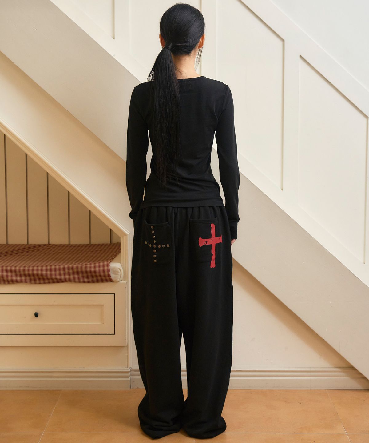 프렌다(PRENDA) POCKET HENLEY LONG SLEEVE BLACK