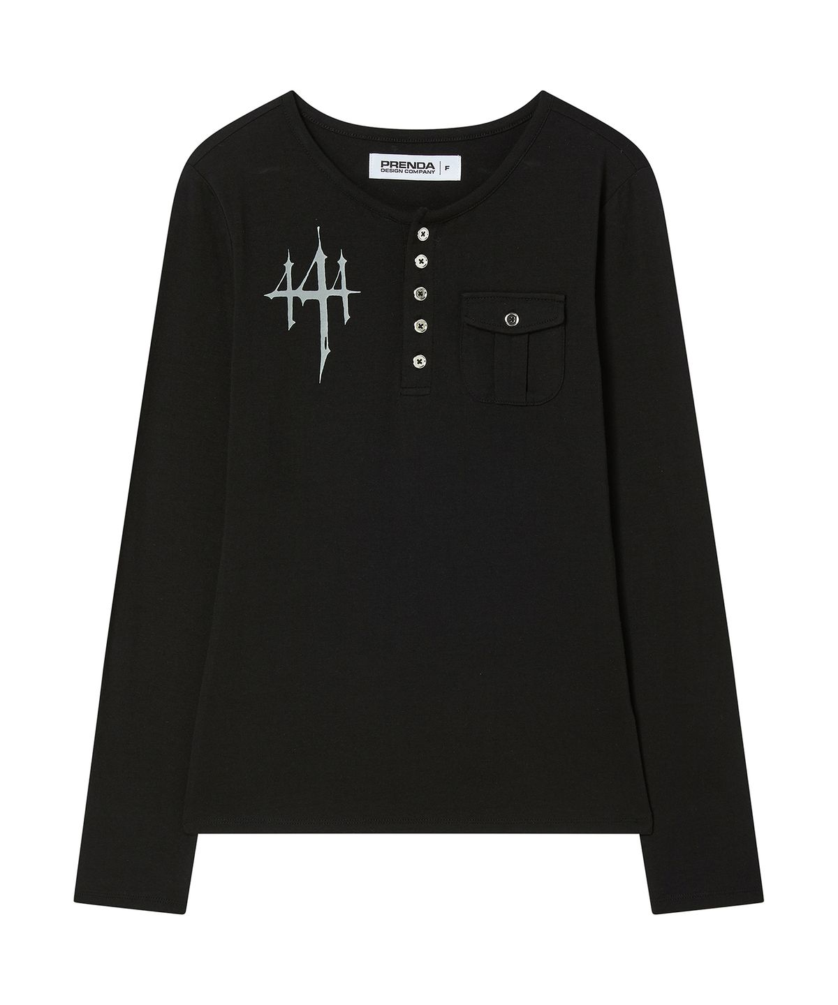 프렌다(PRENDA) POCKET HENLEY LONG SLEEVE BLACK