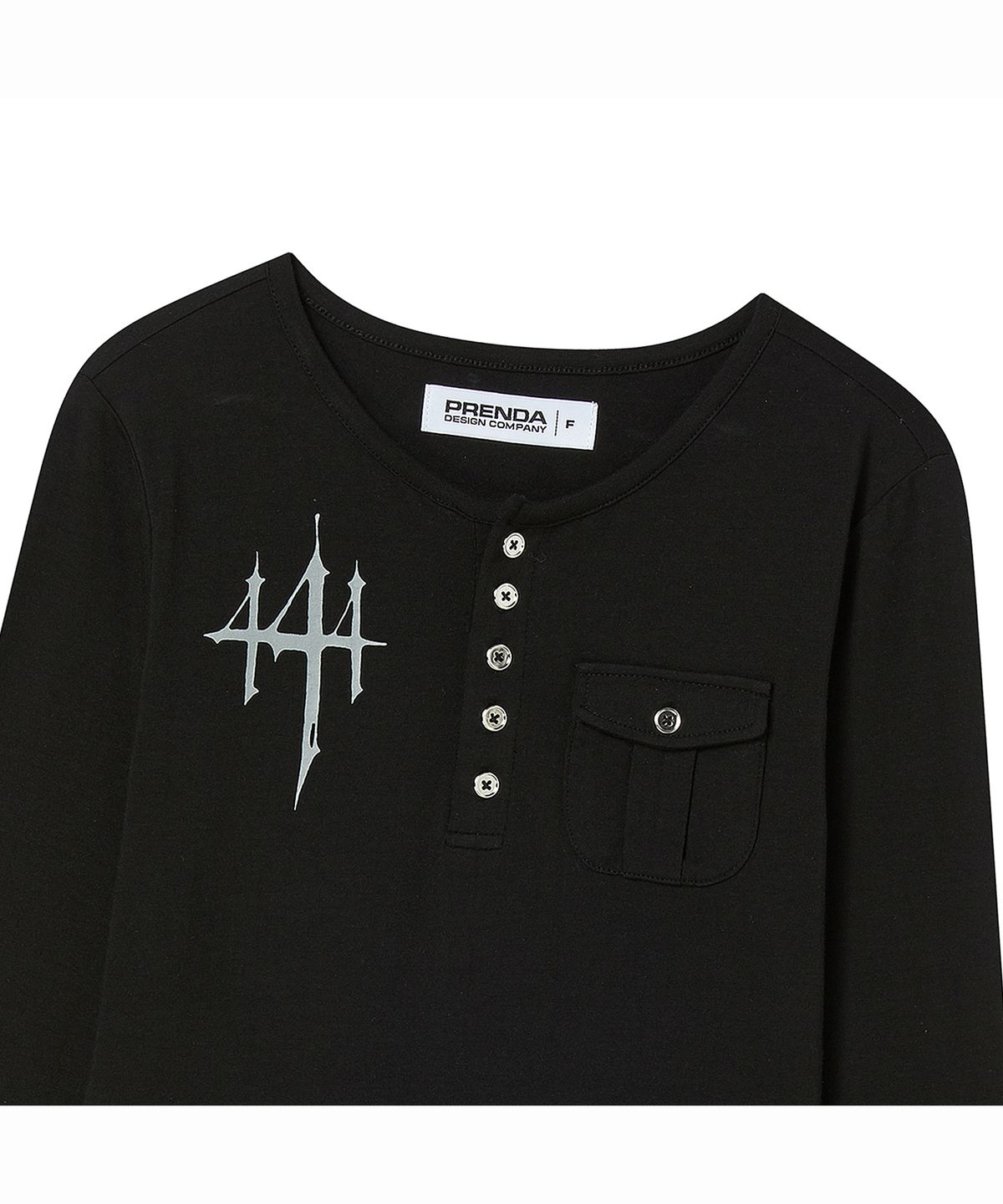 프렌다(PRENDA) POCKET HENLEY LONG SLEEVE BLACK