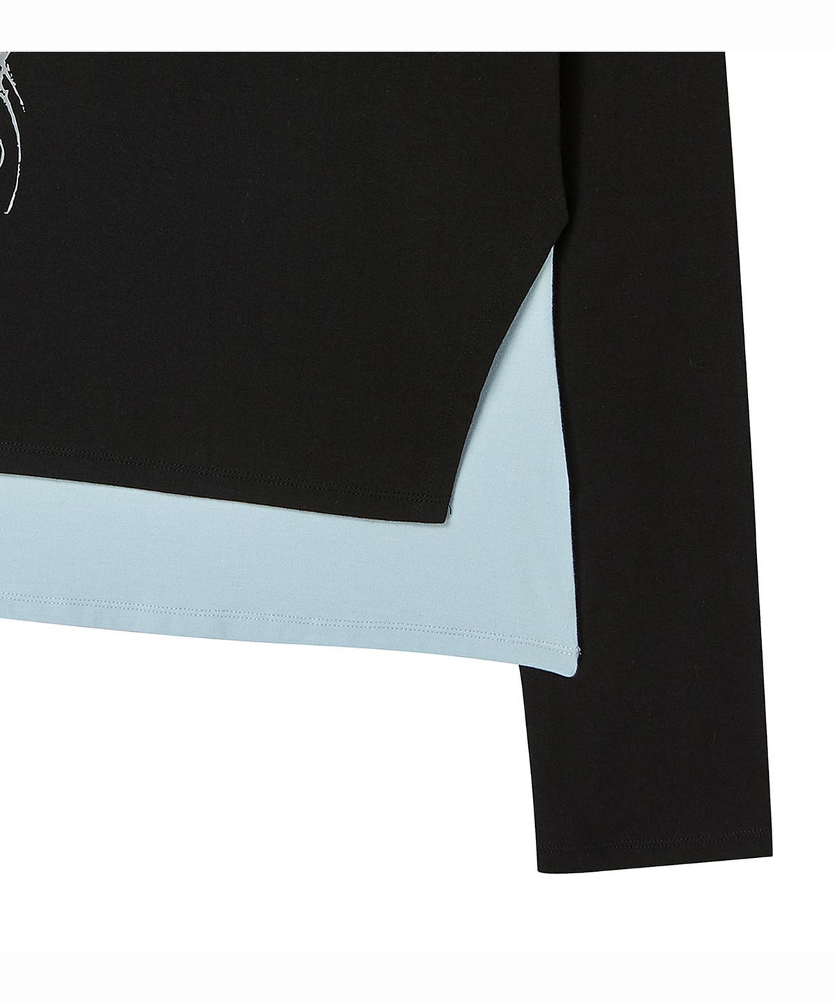 프렌다(PRENDA) CROSS SLIT LAYERED LONG SLEEVE BLACK