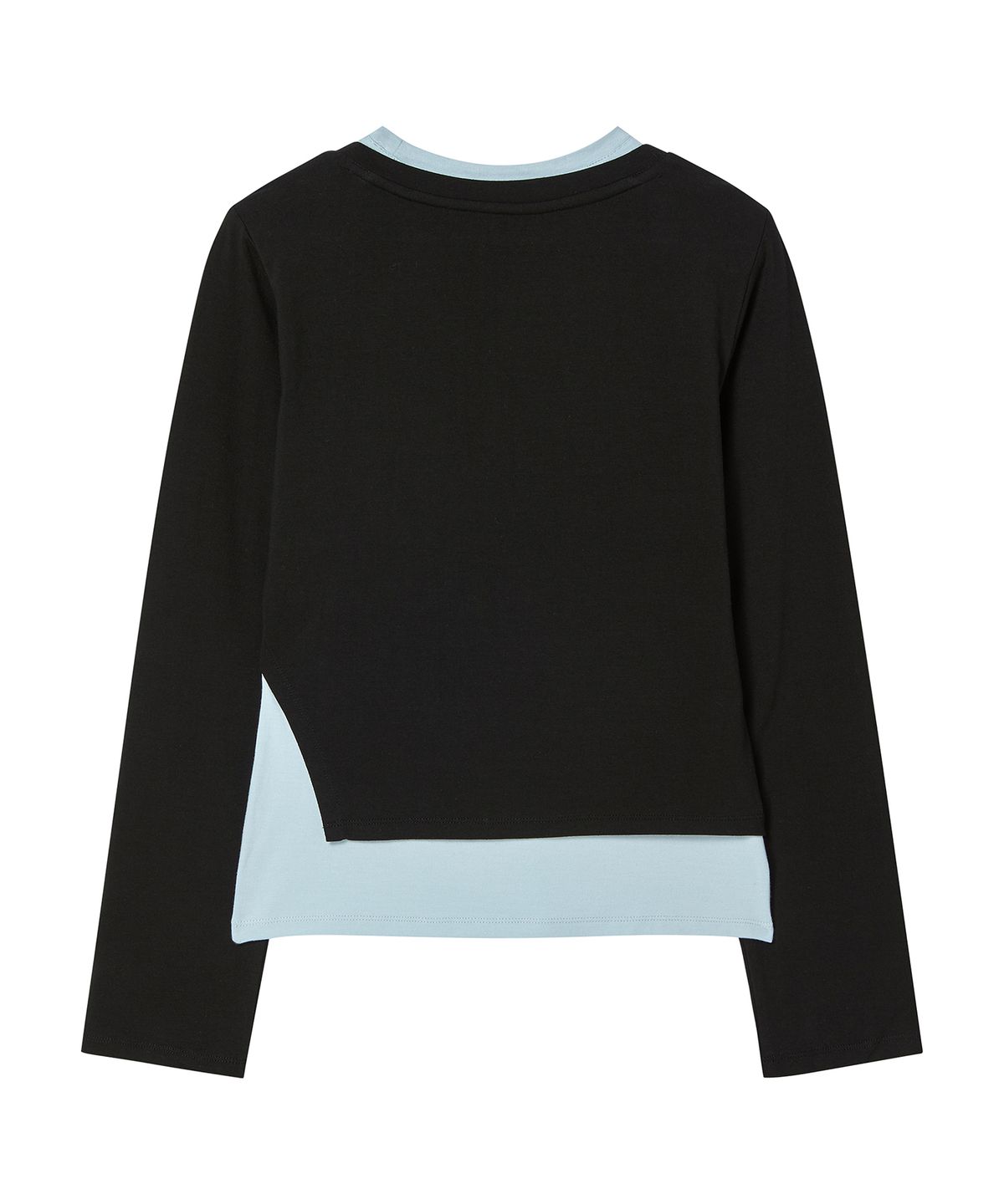 프렌다(PRENDA) CROSS SLIT LAYERED LONG SLEEVE BLACK