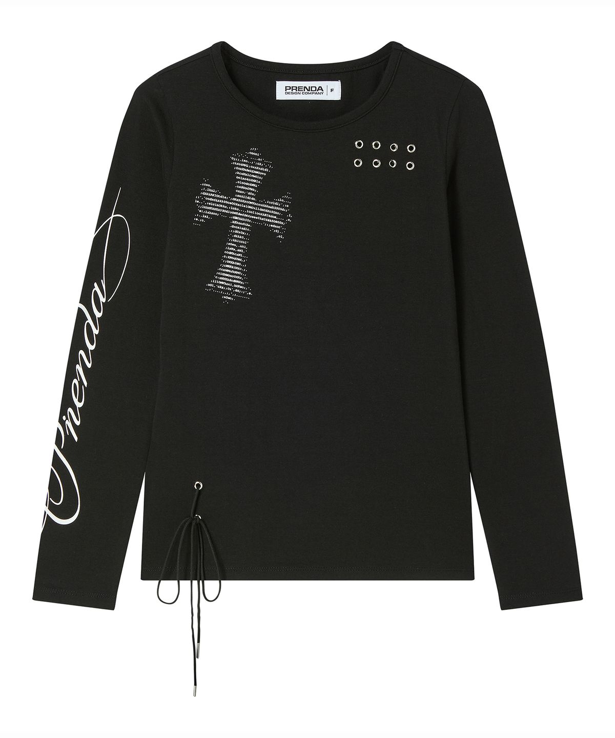 프렌다(PRENDA) CROSS LACE-UP LONG SLEEVE BLACK