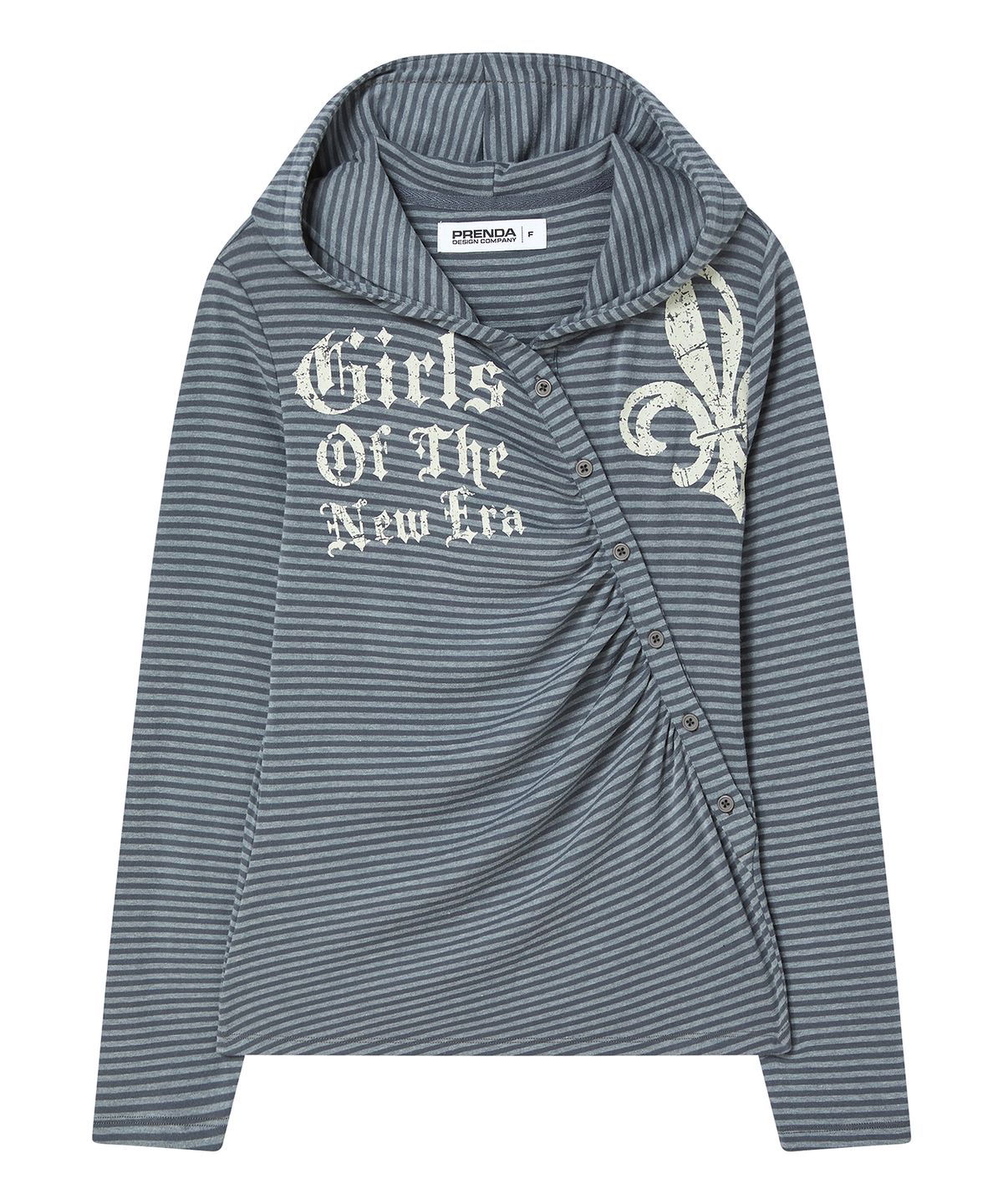 프렌다(PRENDA) HERALD GRAPHIC HOODED LONG SLEEVE GRAY