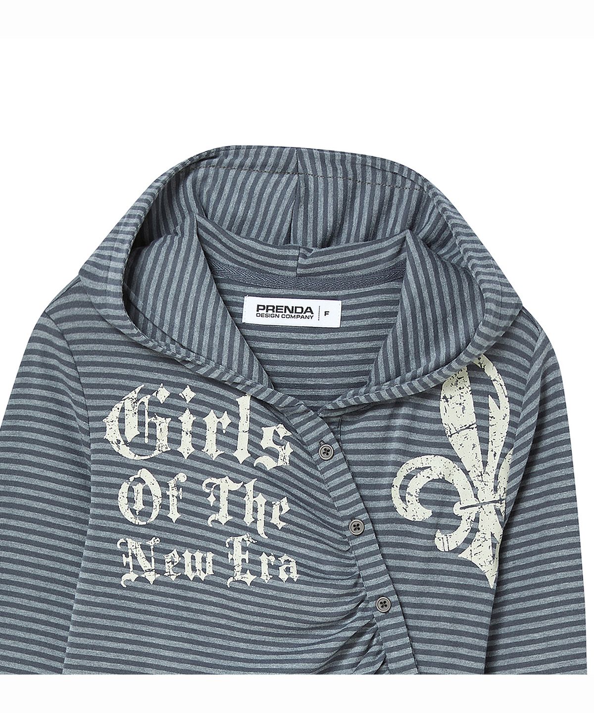 프렌다(PRENDA) HERALD GRAPHIC HOODED LONG SLEEVE GRAY