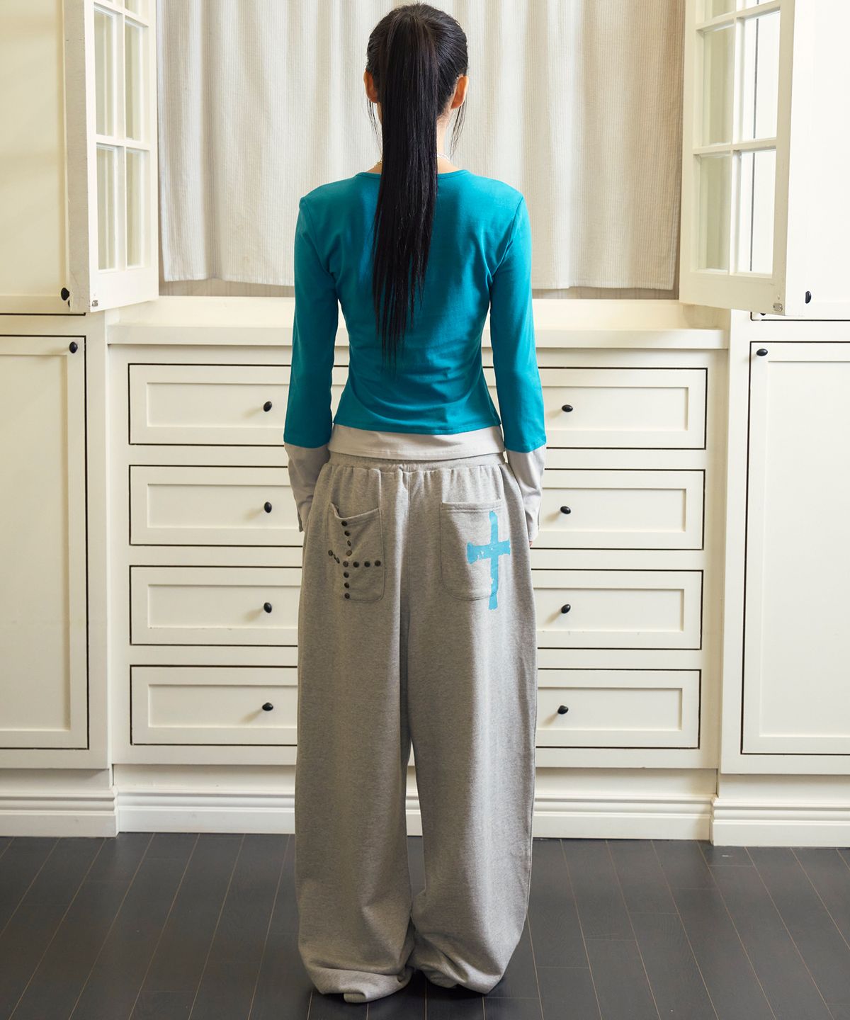 프렌다(PRENDA) ARCHIVE ATELIER LAYERED LONG SLEEVE AQUA BLUE
