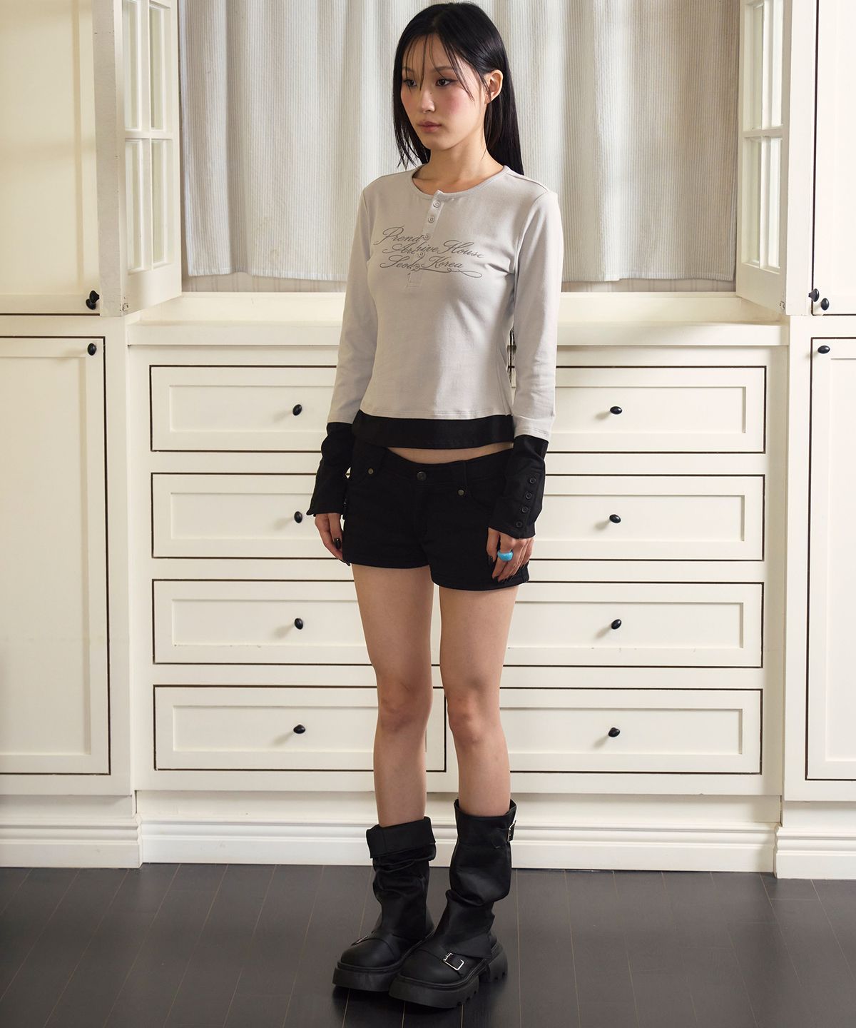 프렌다(PRENDA) ARCHIVE ATELIER LAYERED LONG SLEEVE GRAY