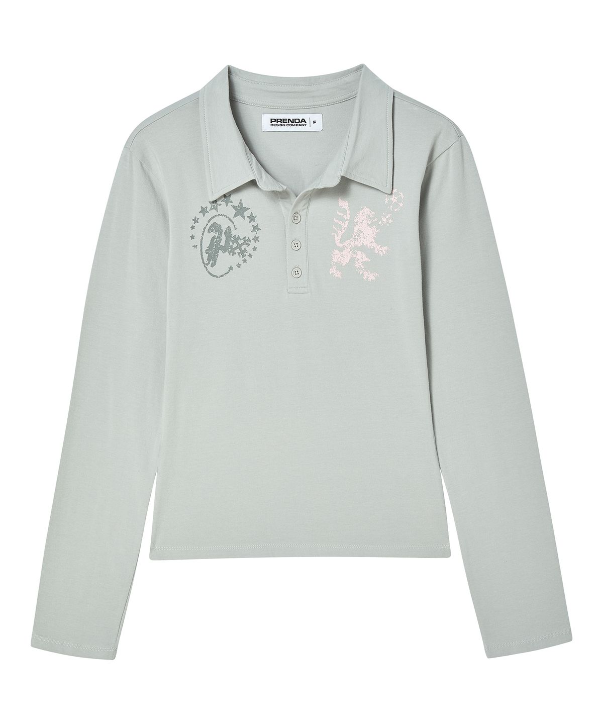 프렌다(PRENDA) LOGO EMBLEM POLO LONG SLEEVE GRAY