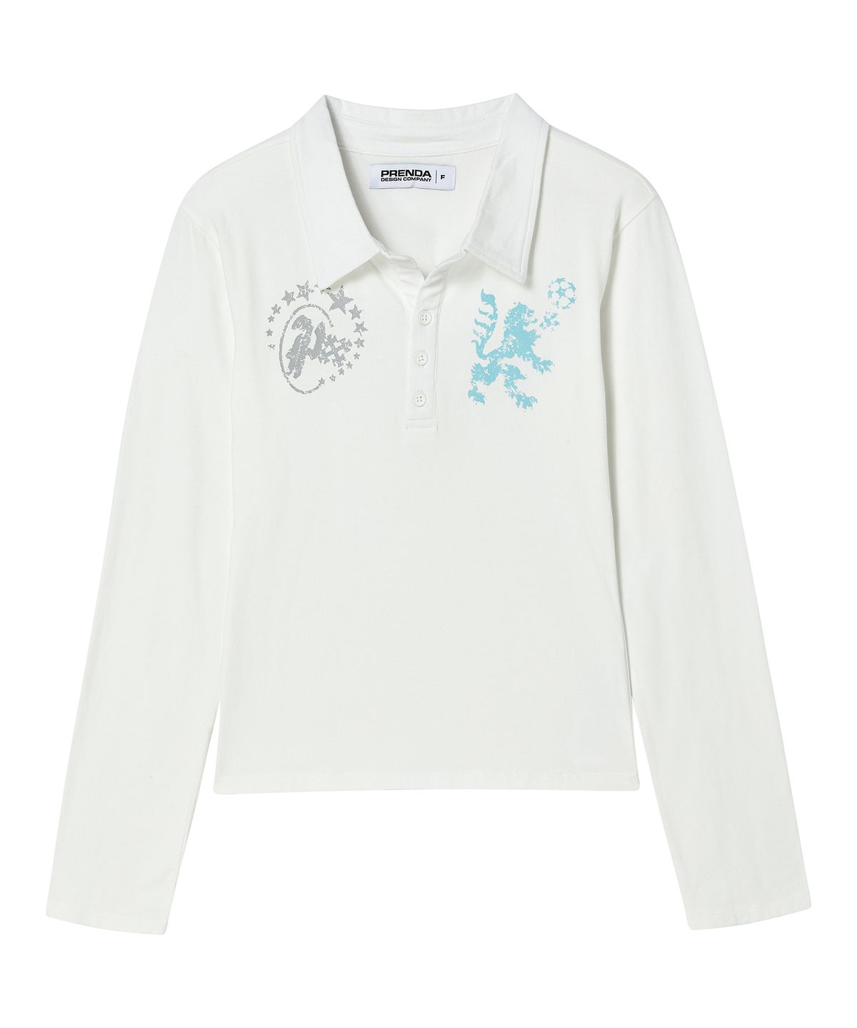 프렌다(PRENDA) LOGO EMBLEM POLO LONG SLEEVE WHITE