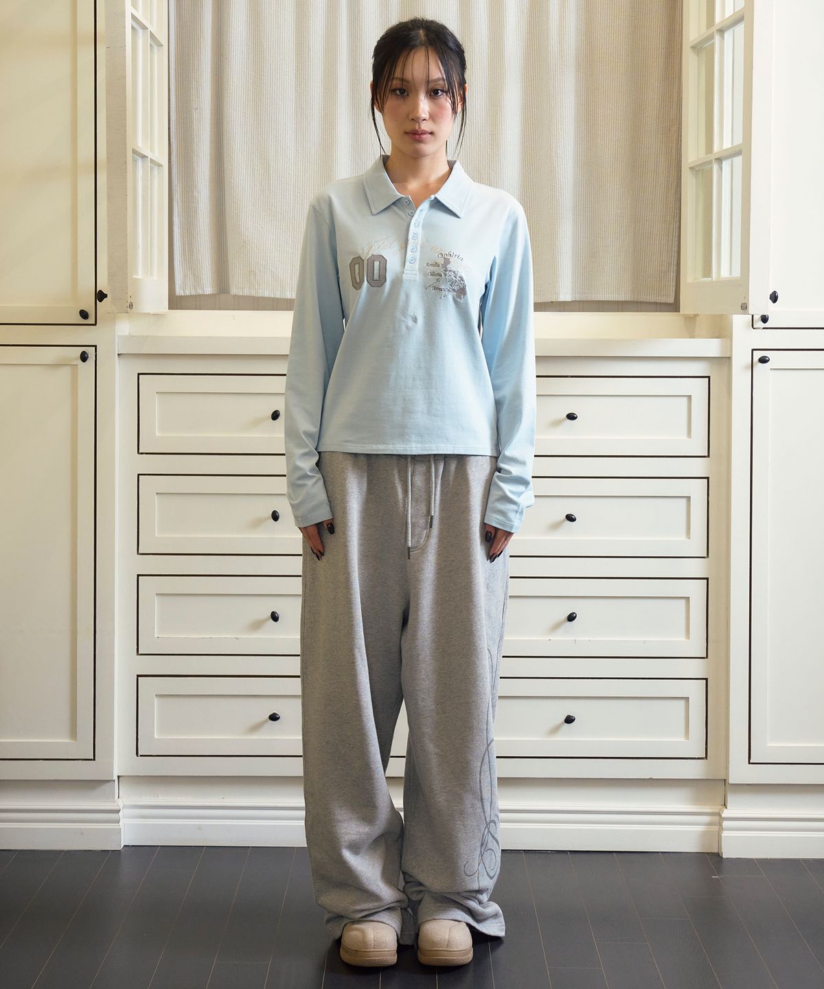 프렌다(PRENDA) NOT YOUR ANGEL POLO LONG SLEEVE SKY BLUE