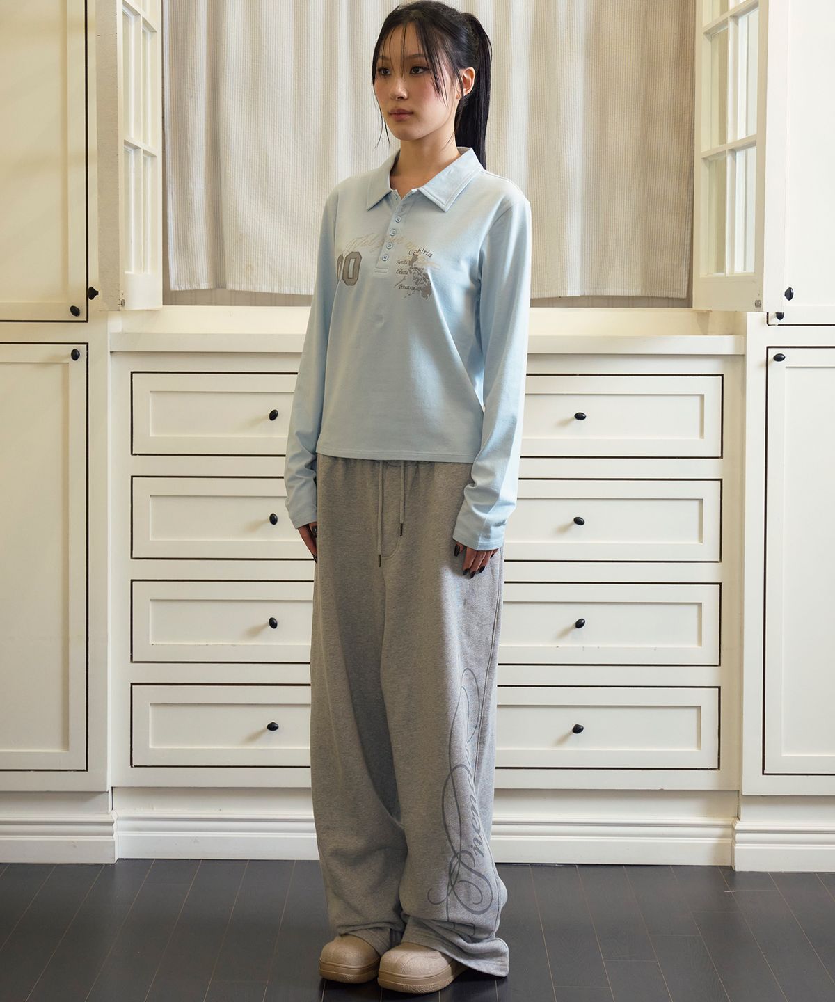 프렌다(PRENDA) NOT YOUR ANGEL POLO LONG SLEEVE SKY BLUE