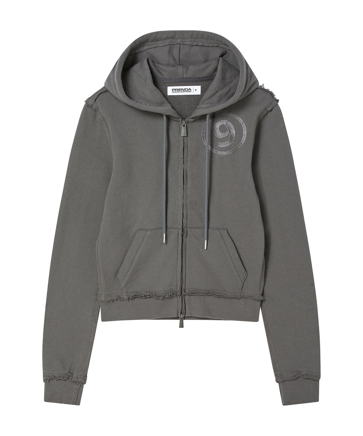 프렌다(PRENDA) NUMBER 9 HOOD ZIP UP CHARCOAL