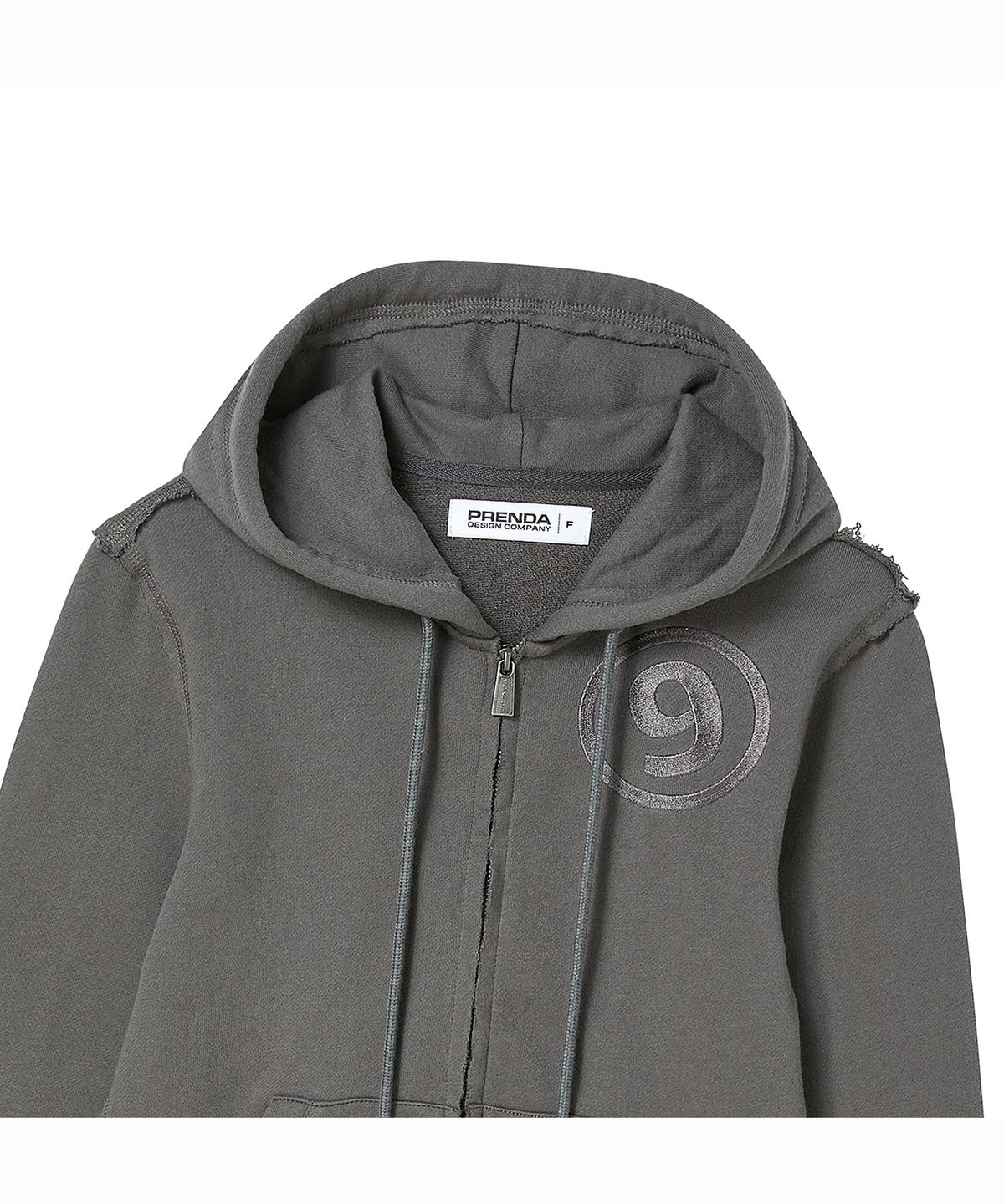 프렌다(PRENDA) NUMBER 9 HOOD ZIP UP CHARCOAL