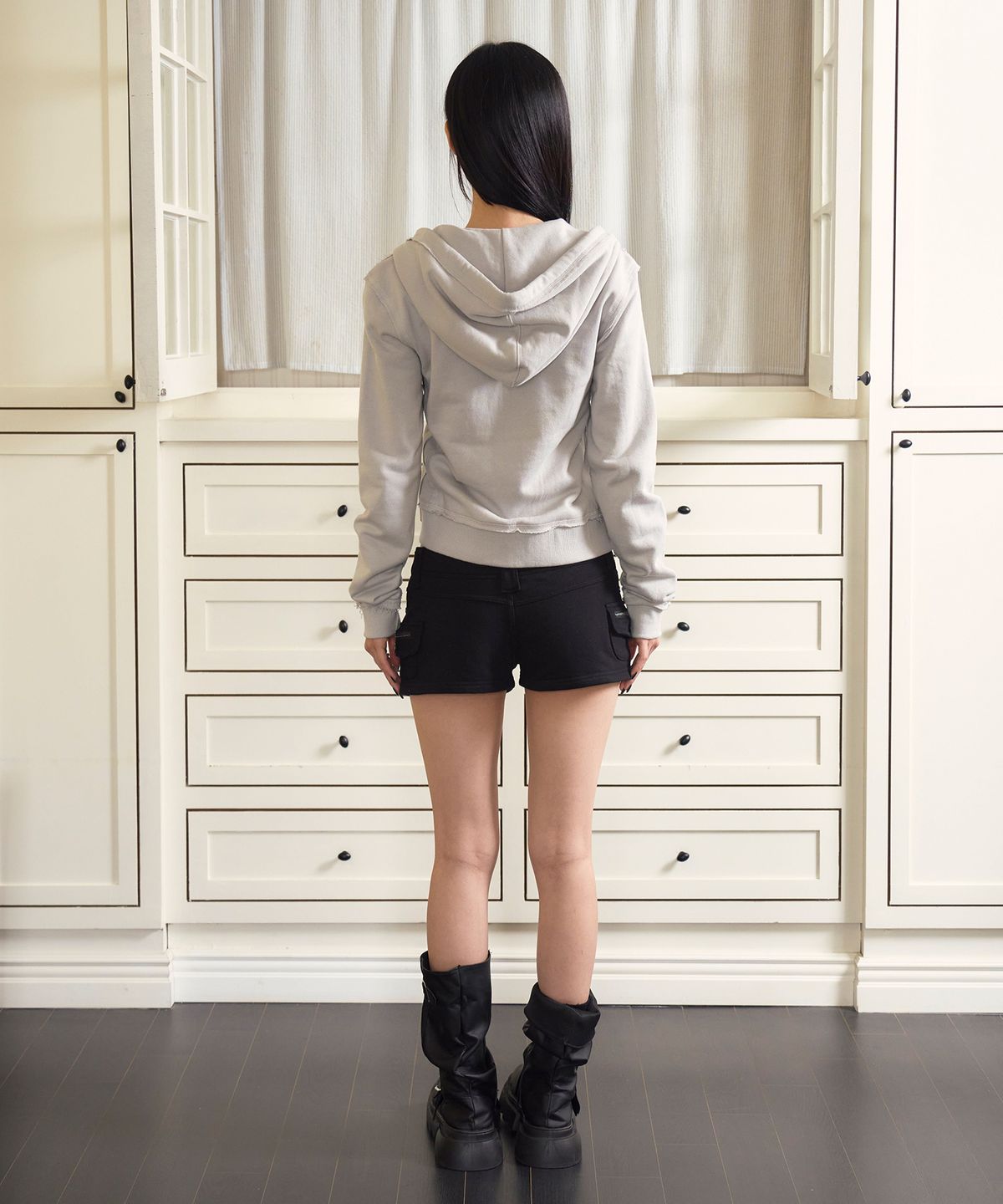 프렌다(PRENDA) ARCHIVE LETTERING HOOD ZIP UP GRAY