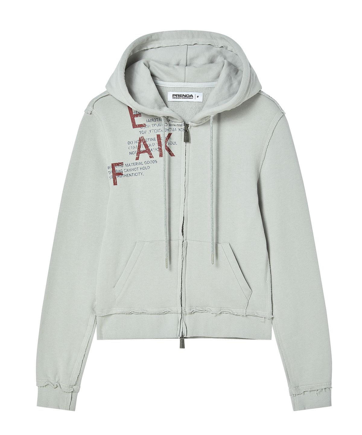 프렌다(PRENDA) ARCHIVE LETTERING HOOD ZIP UP GRAY