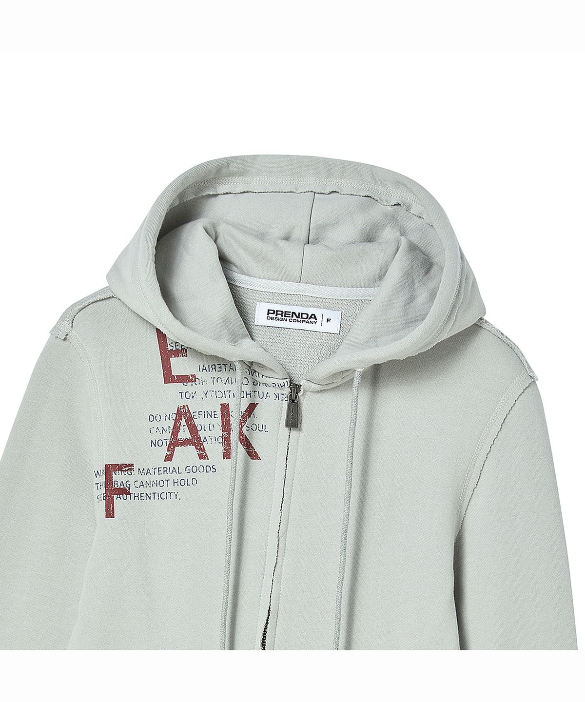 프렌다(PRENDA) ARCHIVE LETTERING HOOD ZIP UP GRAY