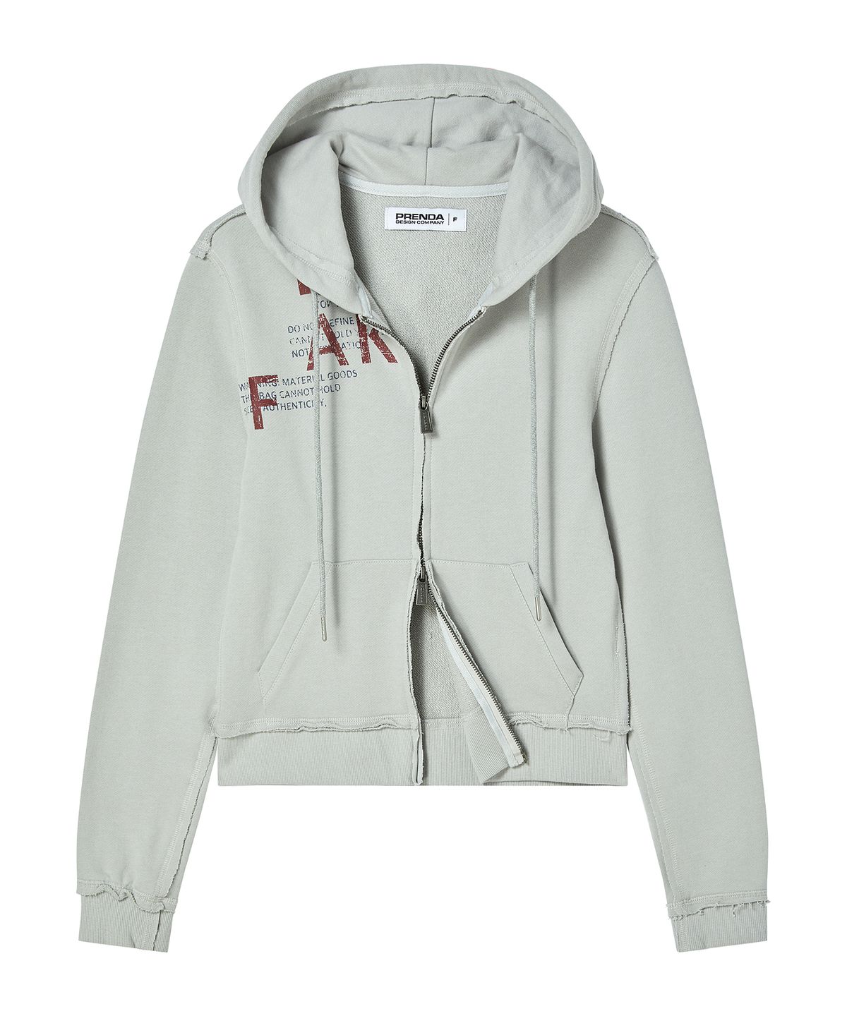 프렌다(PRENDA) ARCHIVE LETTERING HOOD ZIP UP GRAY