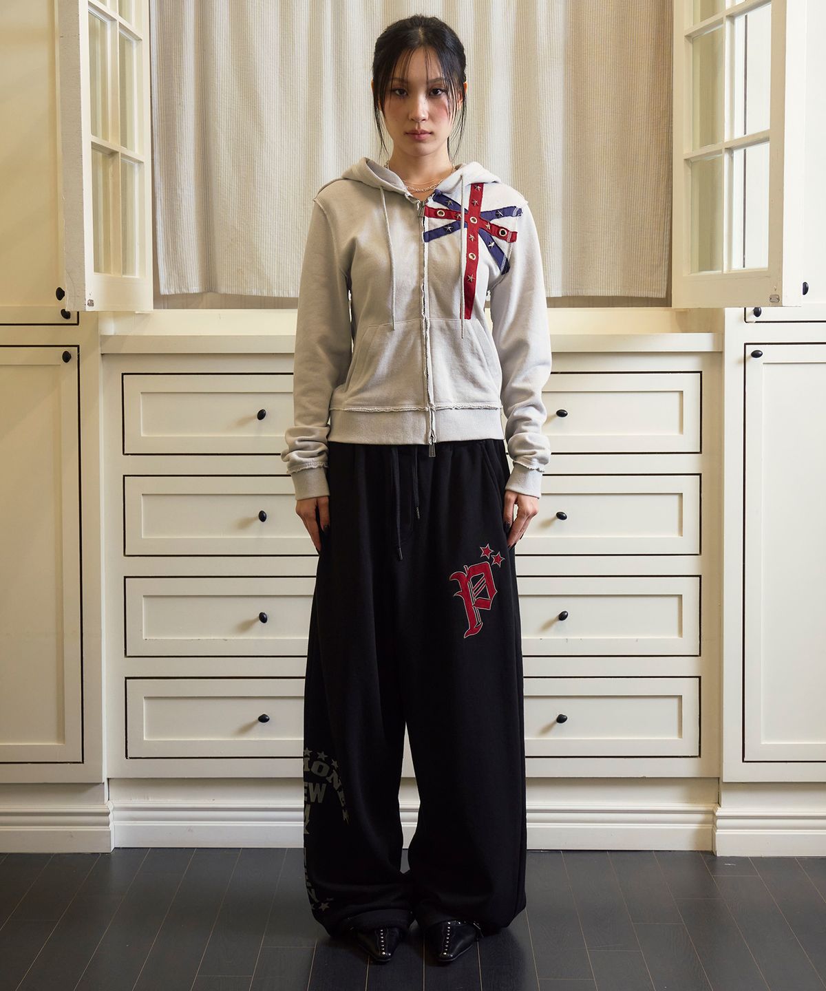 프렌다(PRENDA) STAR UNION HOOD ZIP UP GRAY