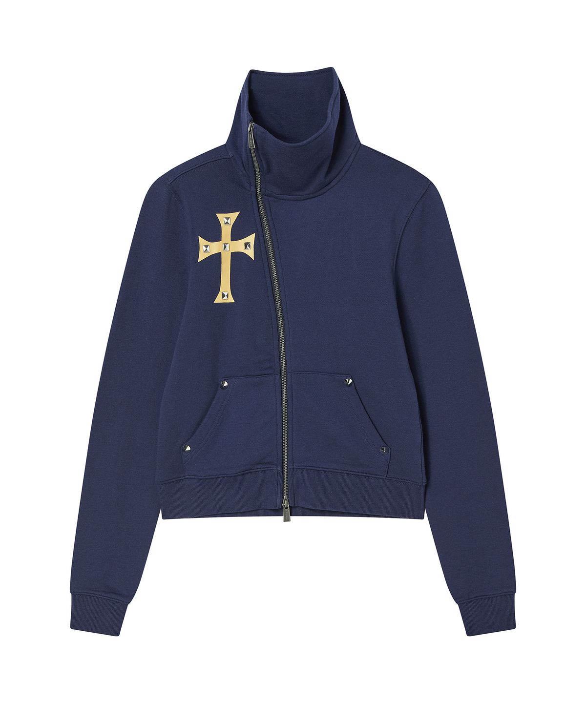프렌다(PRENDA) STUD CROSS ZIP UP NAVY