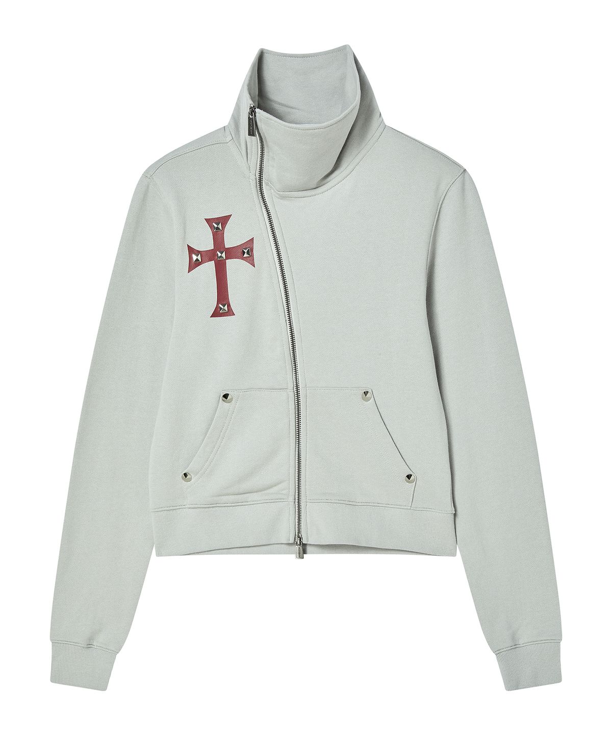 프렌다(PRENDA) STUD CROSS ZIP UP GRAY