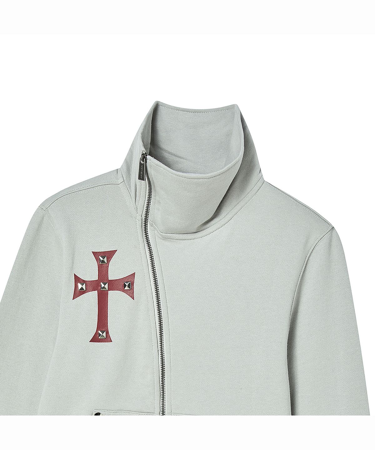 프렌다(PRENDA) STUD CROSS ZIP UP GRAY