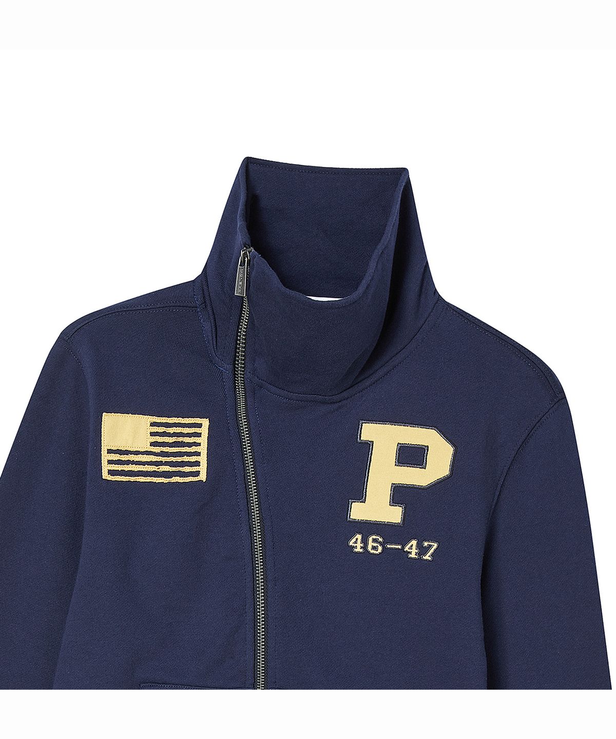 프렌다(PRENDA) VINTAGE FLAG ASYM ZIP UP NAVY