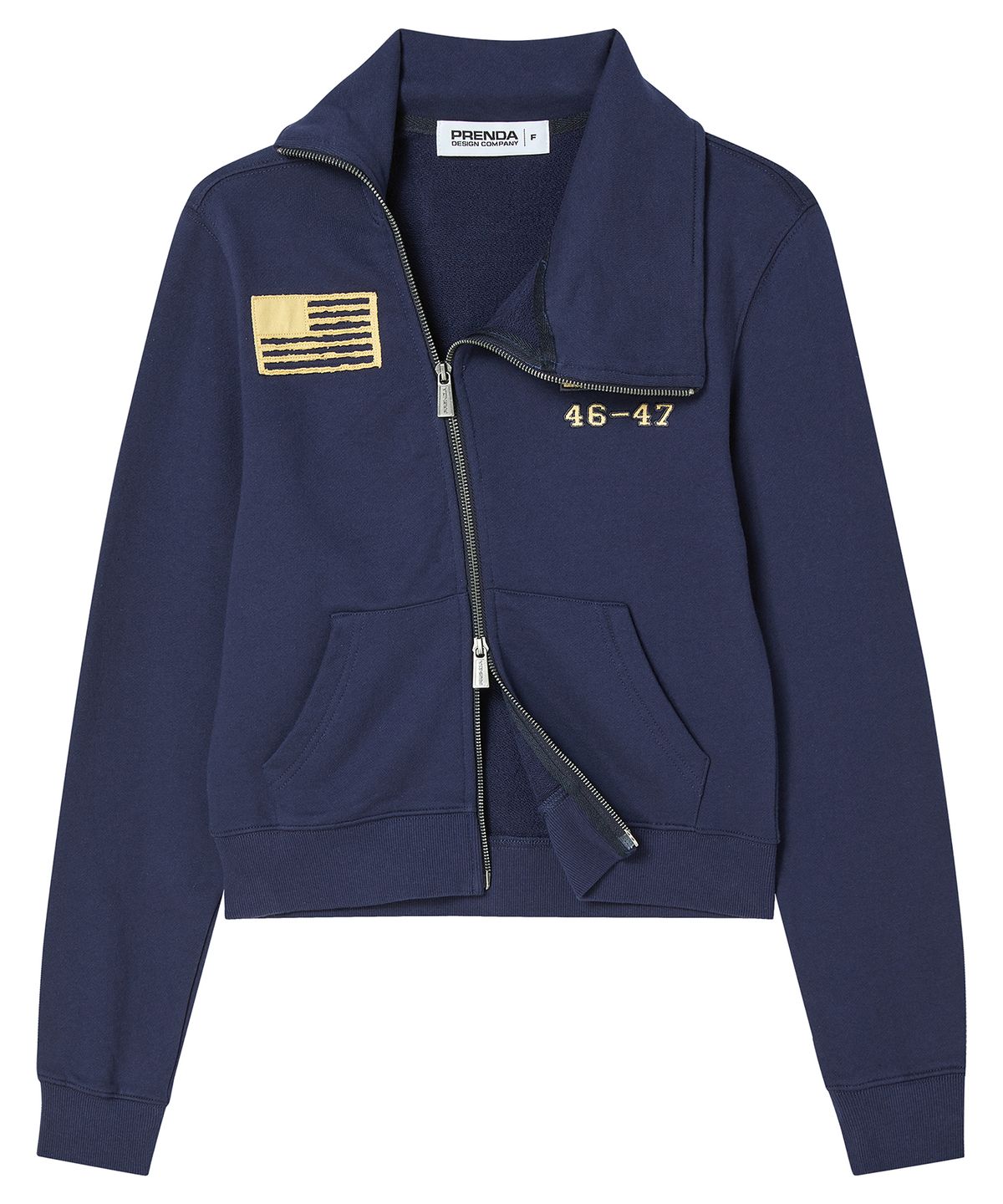 프렌다(PRENDA) VINTAGE FLAG ASYM ZIP UP NAVY