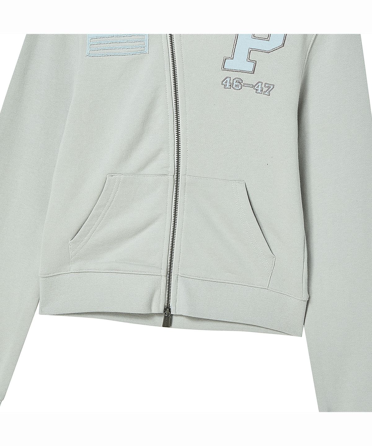 프렌다(PRENDA) VINTAGE FLAG ASYM ZIP UP GRAY