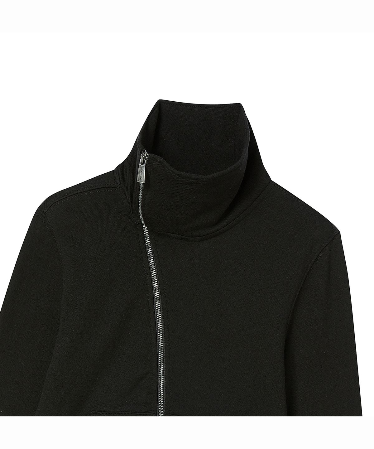 프렌다(PRENDA) CROSS ASYM HIGH NECK ZIP UP BLACK