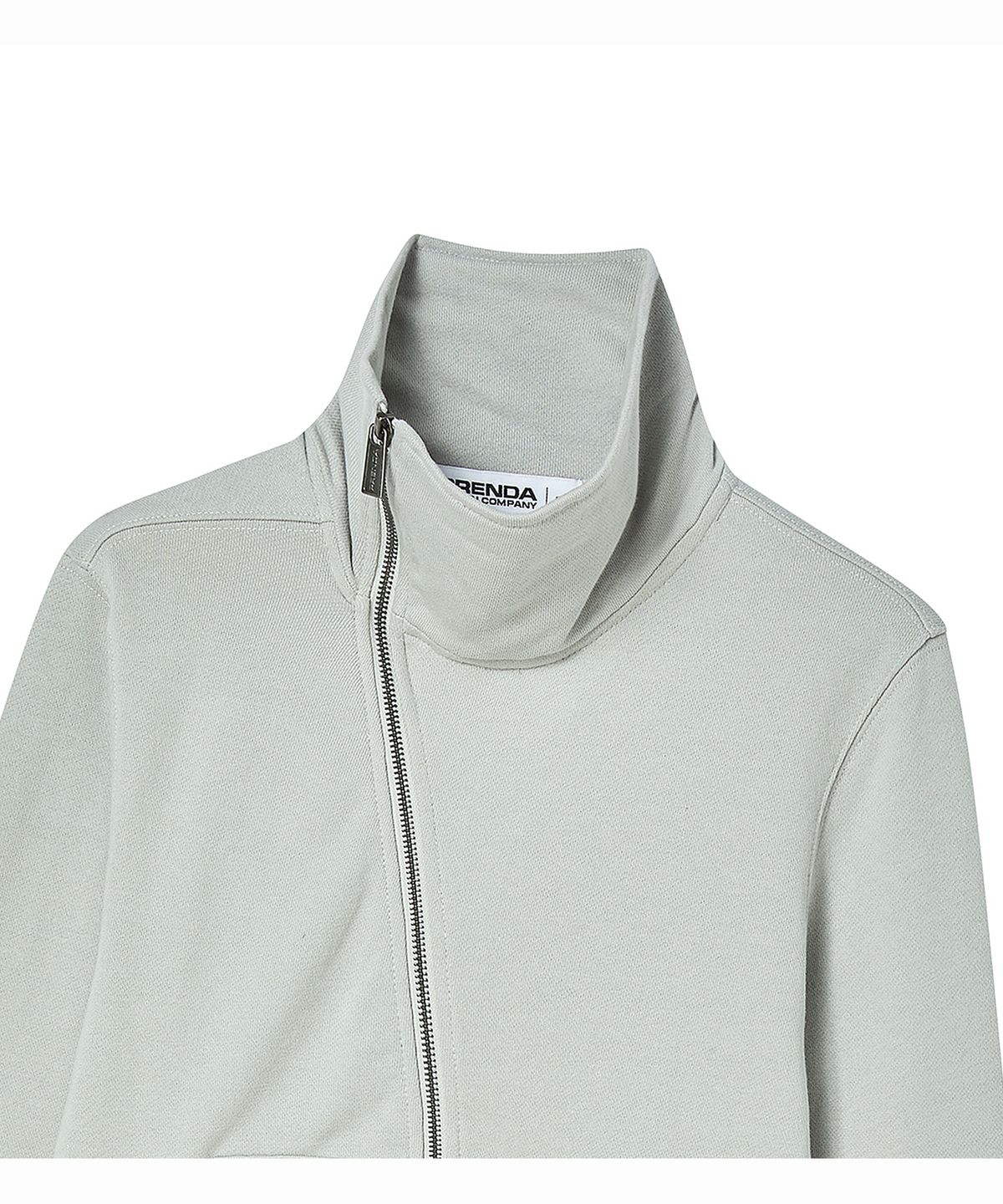 프렌다(PRENDA) CROSS ASYM HIGH NECK ZIP UP GRAY